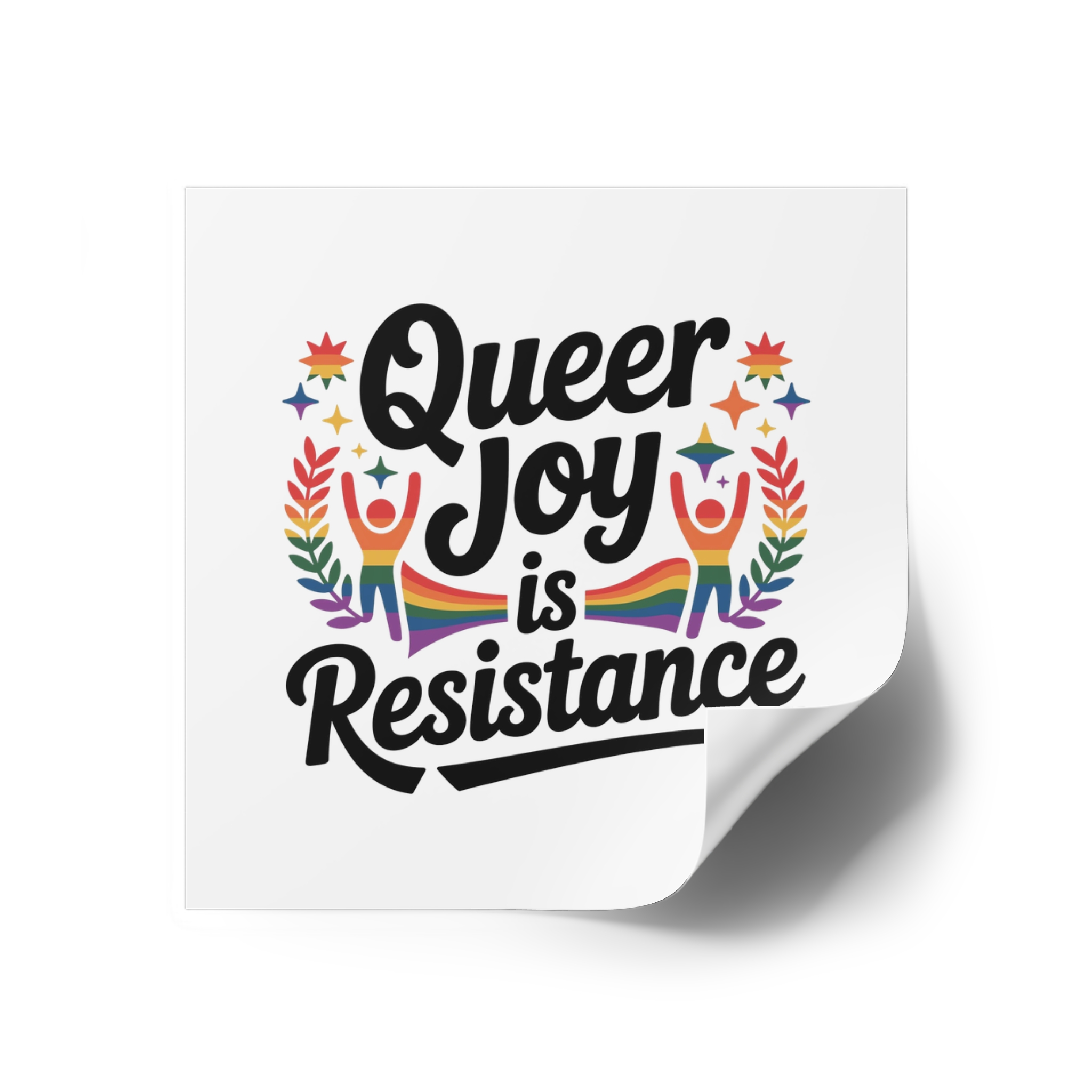 Queer Joy Is Resistance T Shirt Design Isolated White Background Laminate Stickers Square - Image 26