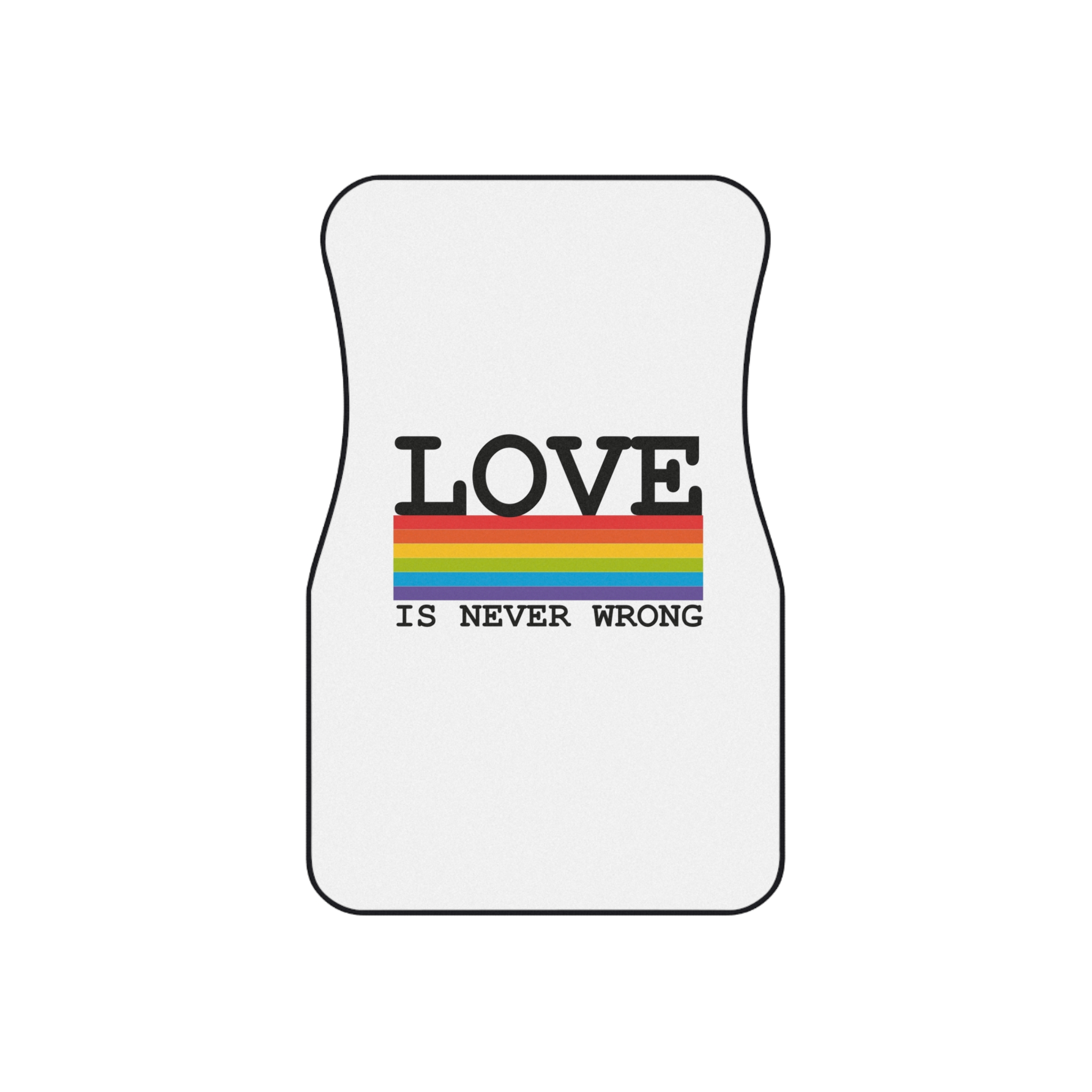 Lgbt Flag Rainbow With Lettering Love Is Never Wrong Lgbt Pride Month Car Mats Set Of 4 - Image 2