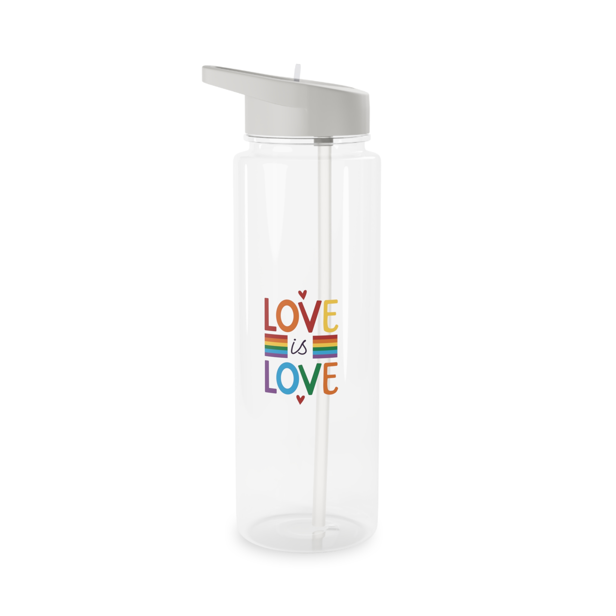 Love Is Love Colorful Typography With Rainbow Stripes Lgbt Pride Message Vector Tritan Water Bottle - Image 5