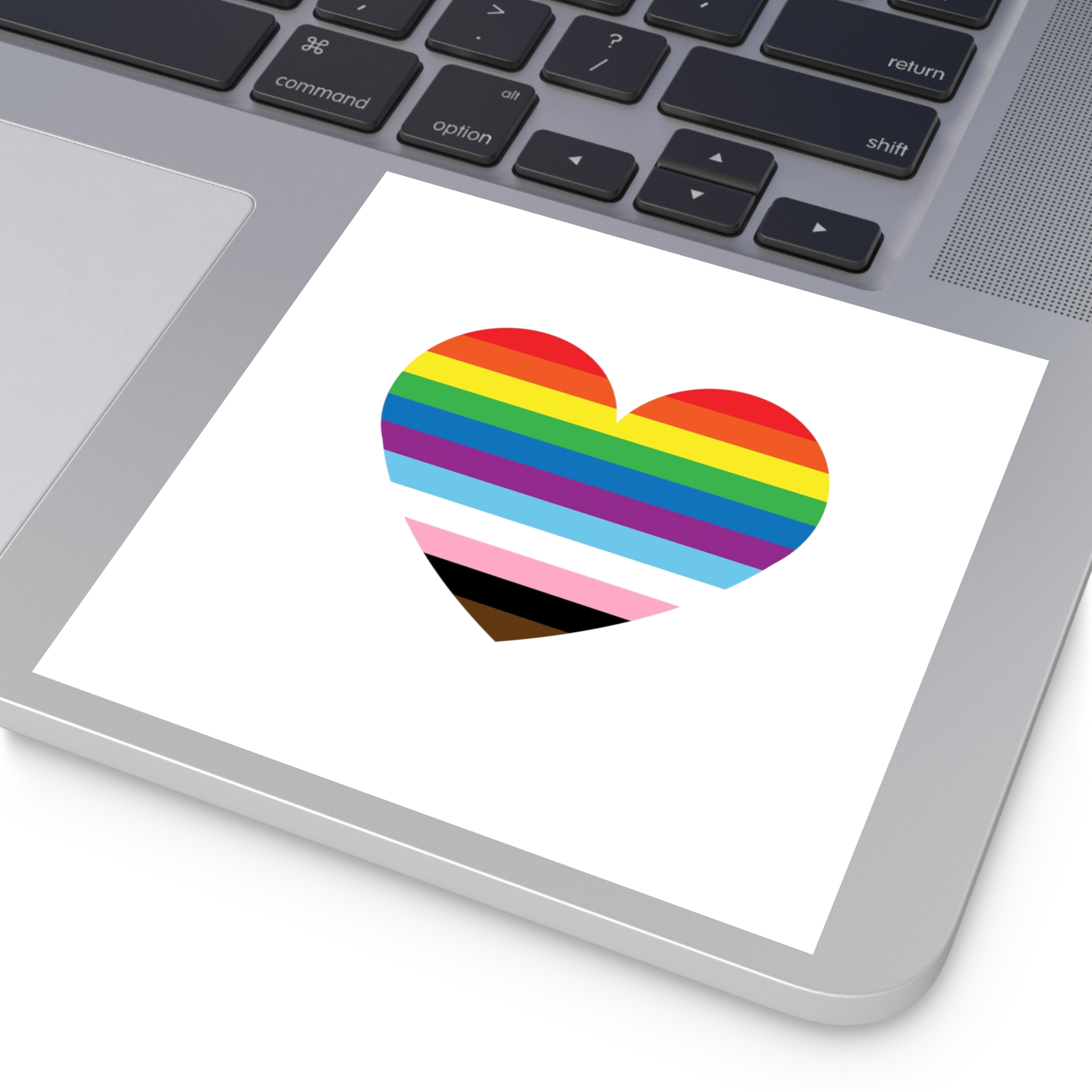 Progress Pride Flag Heart Symbol Love Inclusion Laminate Stickers Square - Image 43