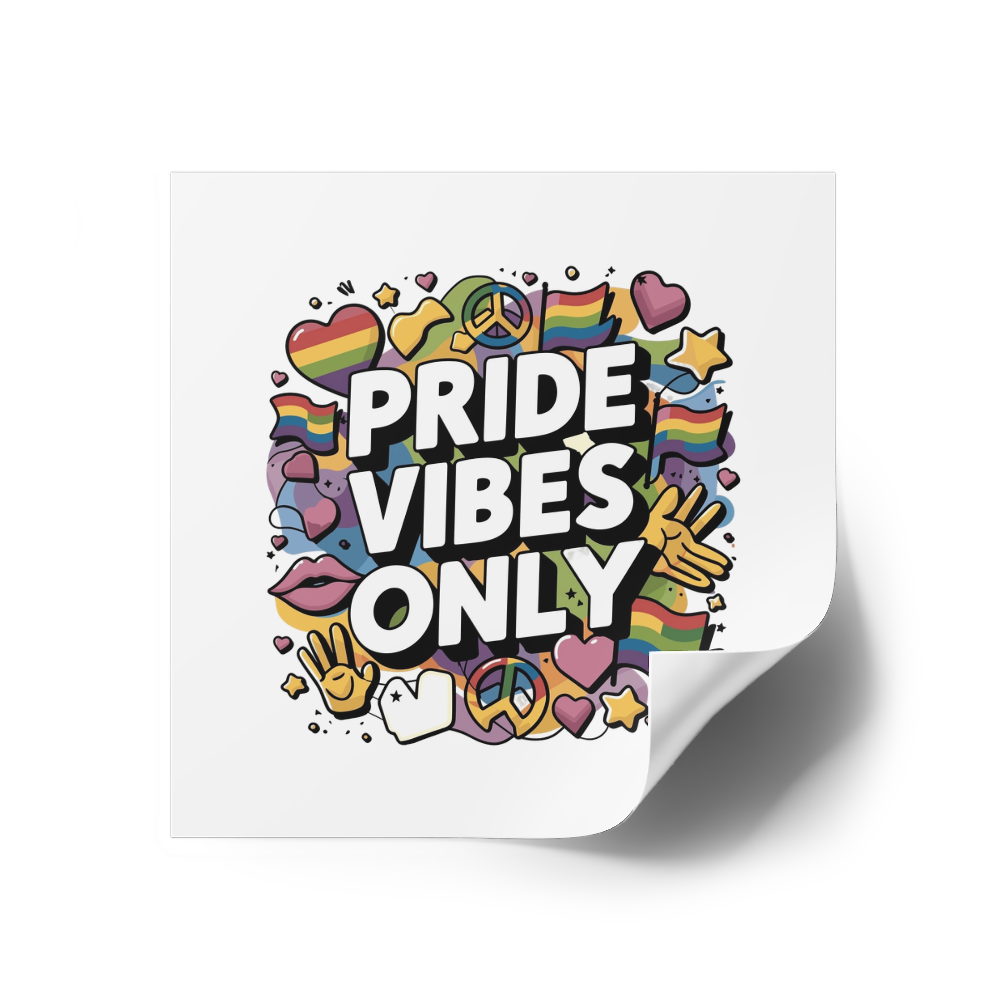 Pride Vibes Only T Shirt Design Isolated White Background Laminate Stickers Square - Image 70