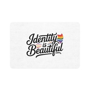 Identity Is Beautiful T Shirt Design Isolated White Background Pet Food Mat 12x18