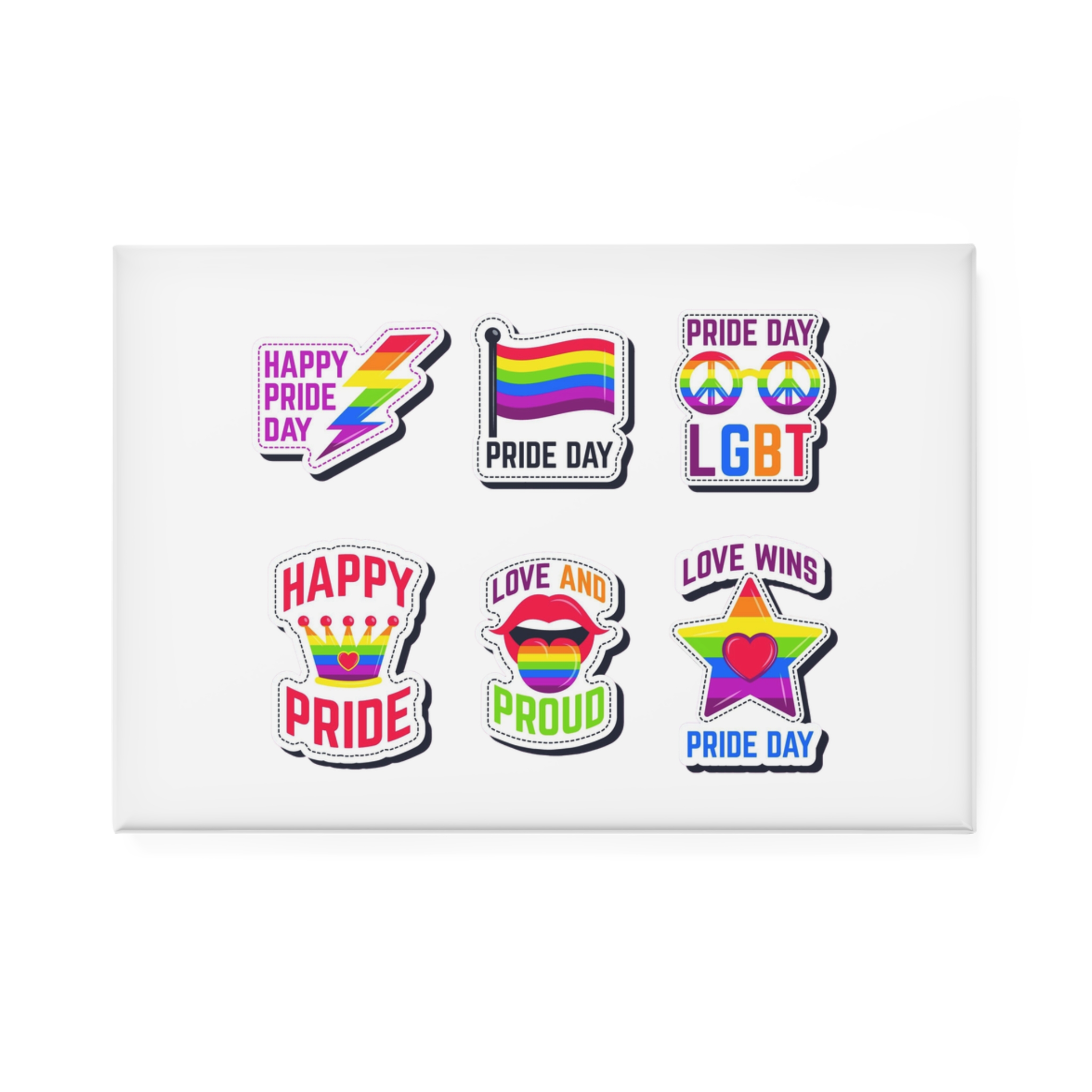 Label Collection With Pride Day Theme Button Magnet Rectangle 1 And 10 Pcs