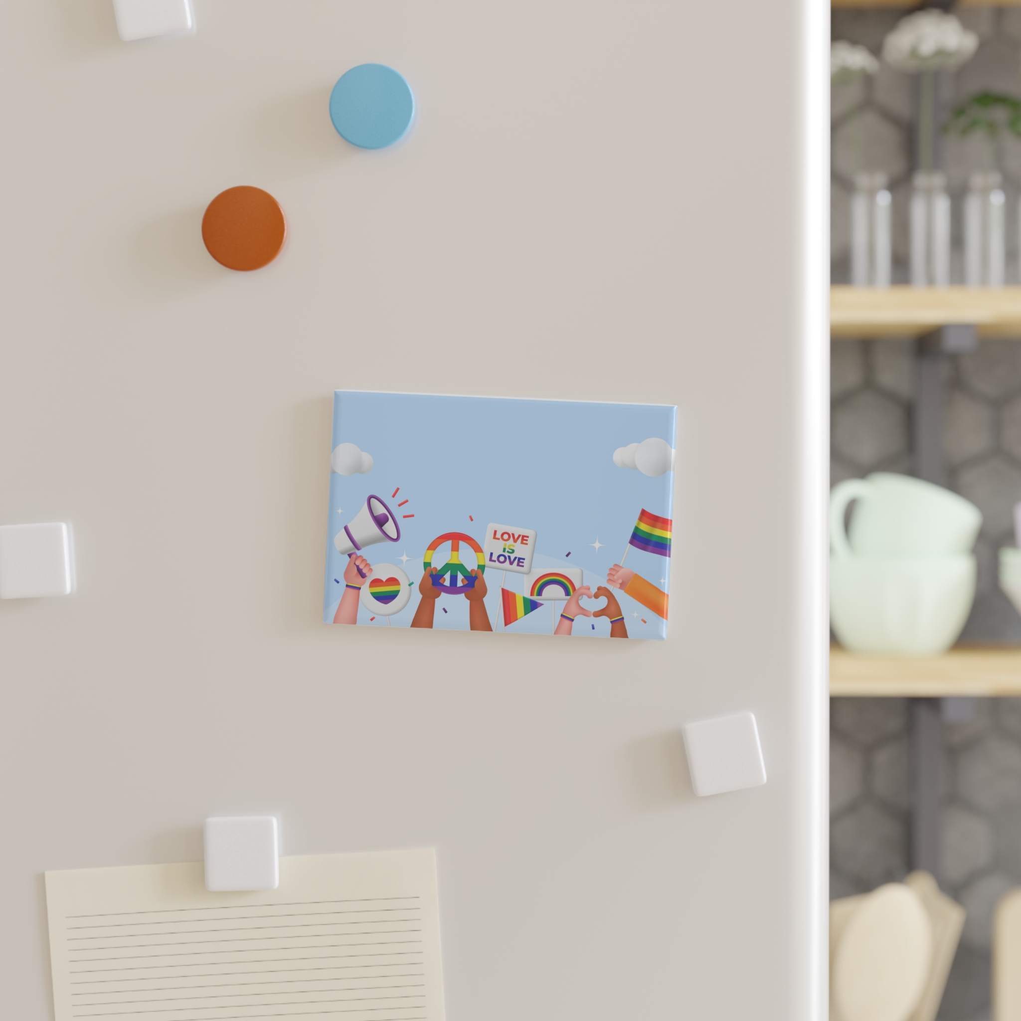 Realistic Background Pride Month Celebration Button Magnet Rectangle 1 And 10 Pcs - Image 3