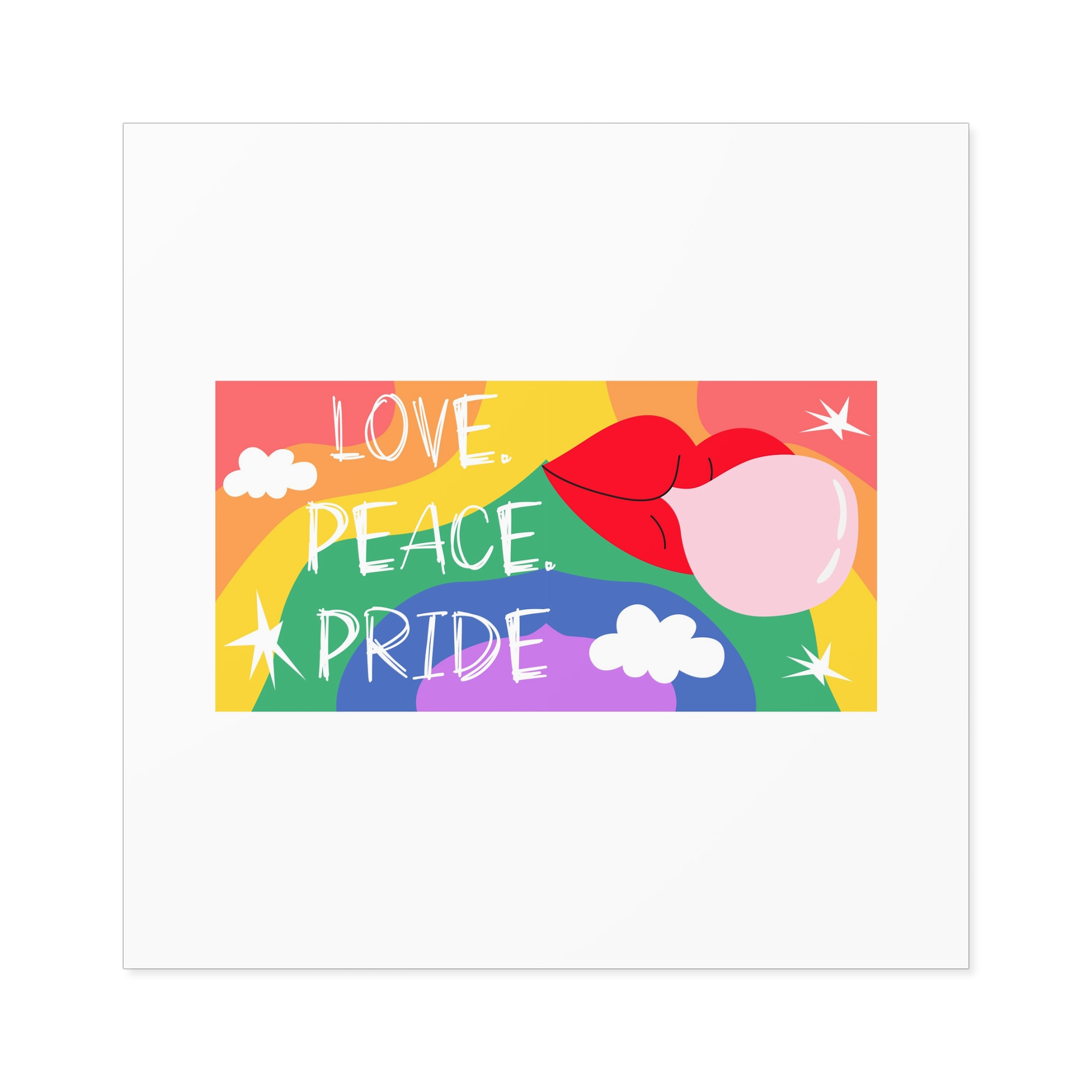 Lgbt Festive Cartoon Groovy Banner Retro 90s Style Love Freedom Concept Laminate Stickers Square - Image 77
