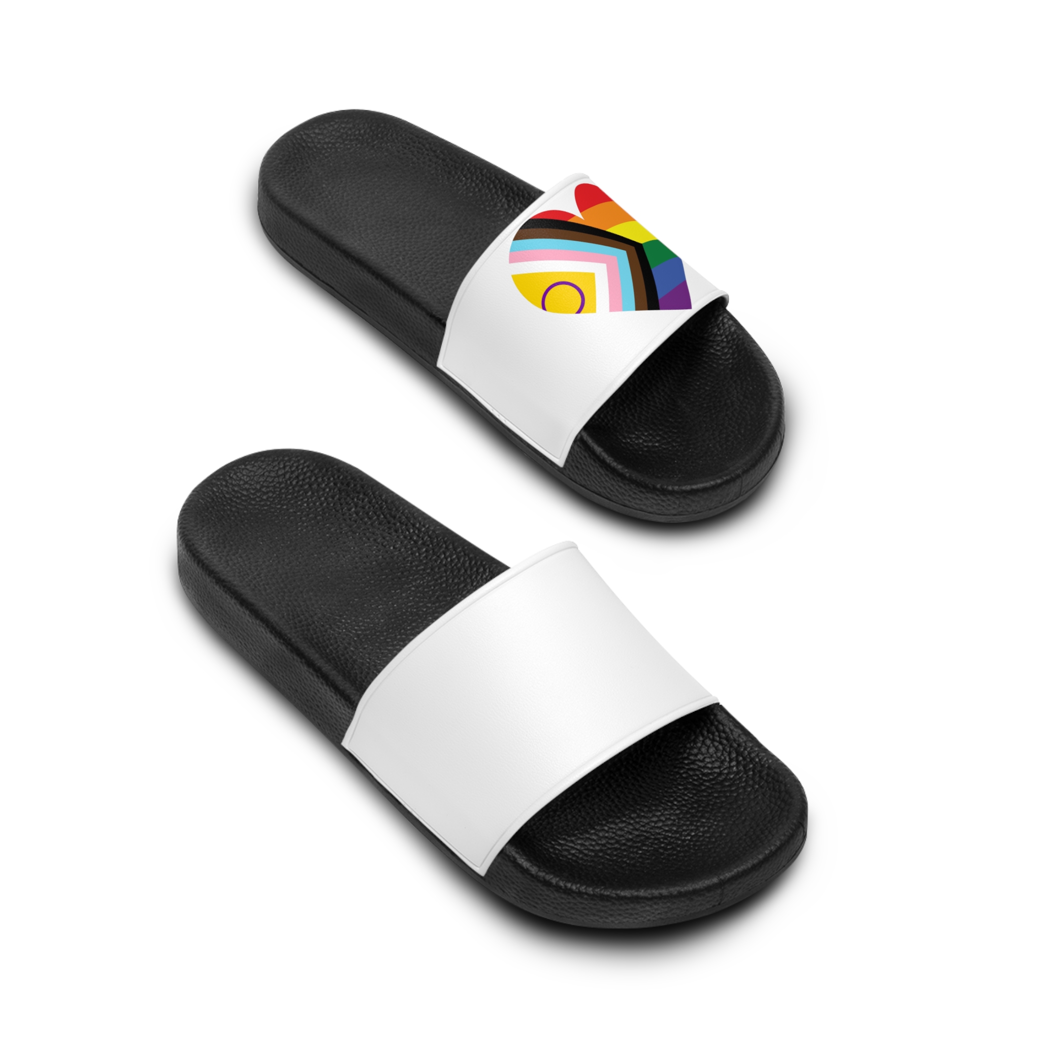 Heart With Rainbow Colored Heart Mens Slide Sandals - Image 4
