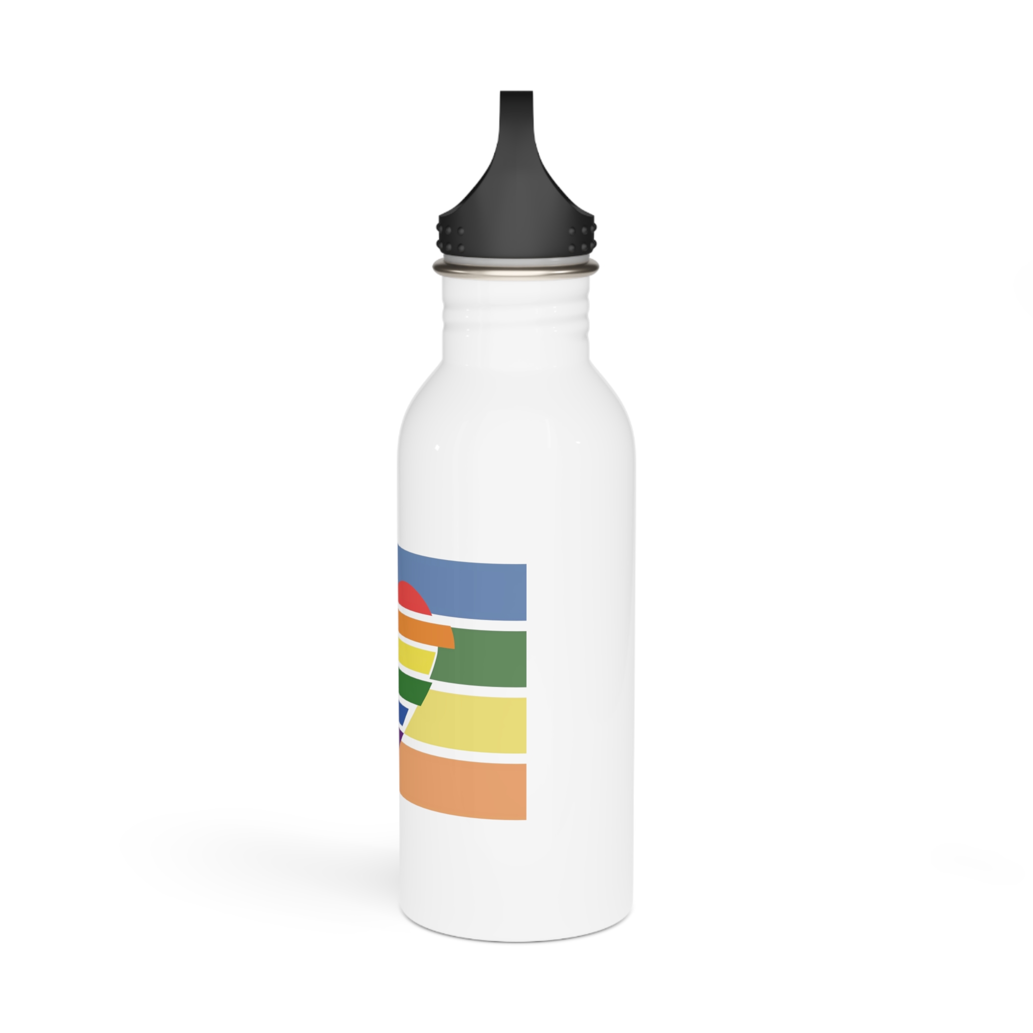 Banner With Rainbow Colors Heart Shape Lgbti Card Pride Flag Vector Illustration Stainless Steel Water Bottle - Image 4