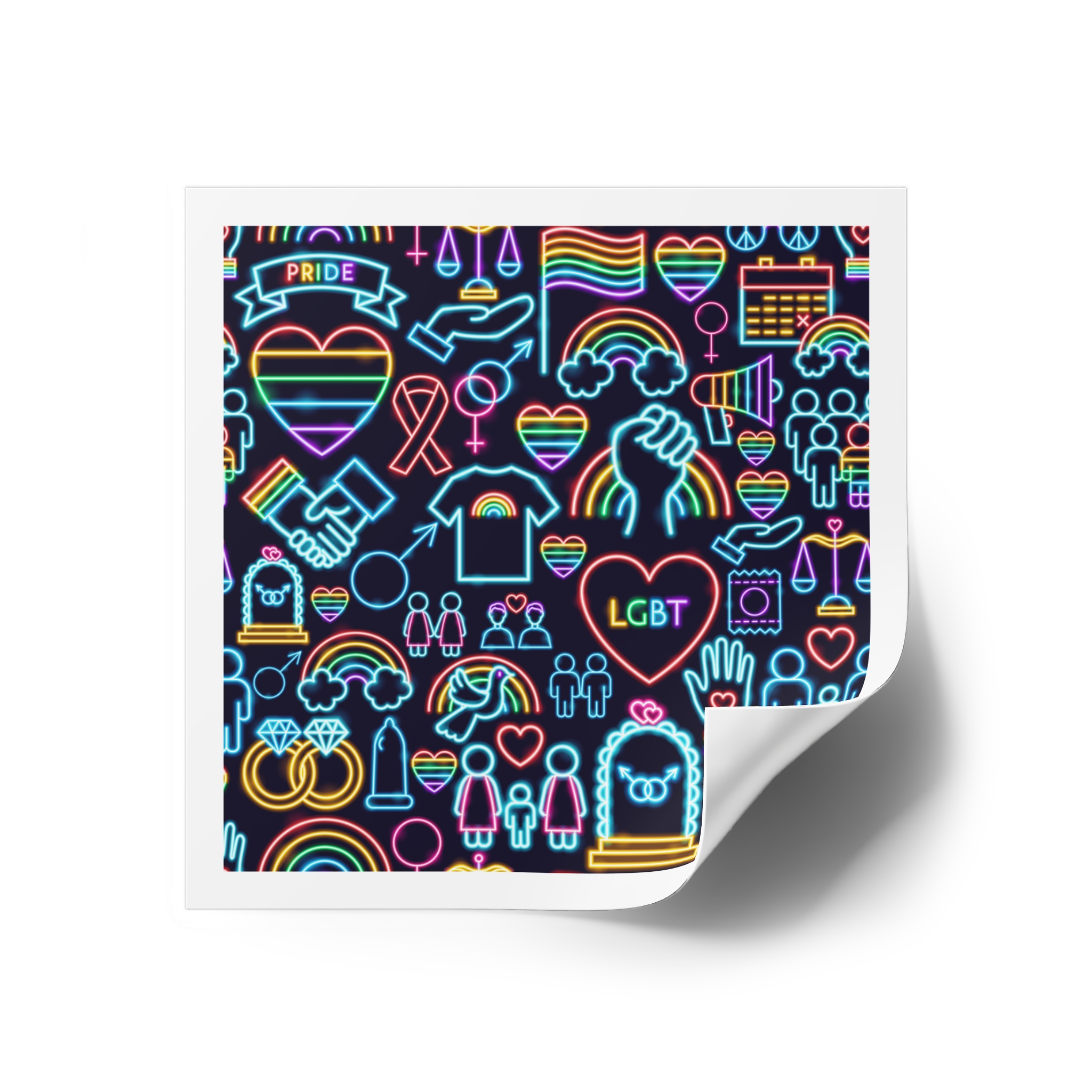 Lgbt Seamless Neon Pattern Laminate Stickers Square - Image 22