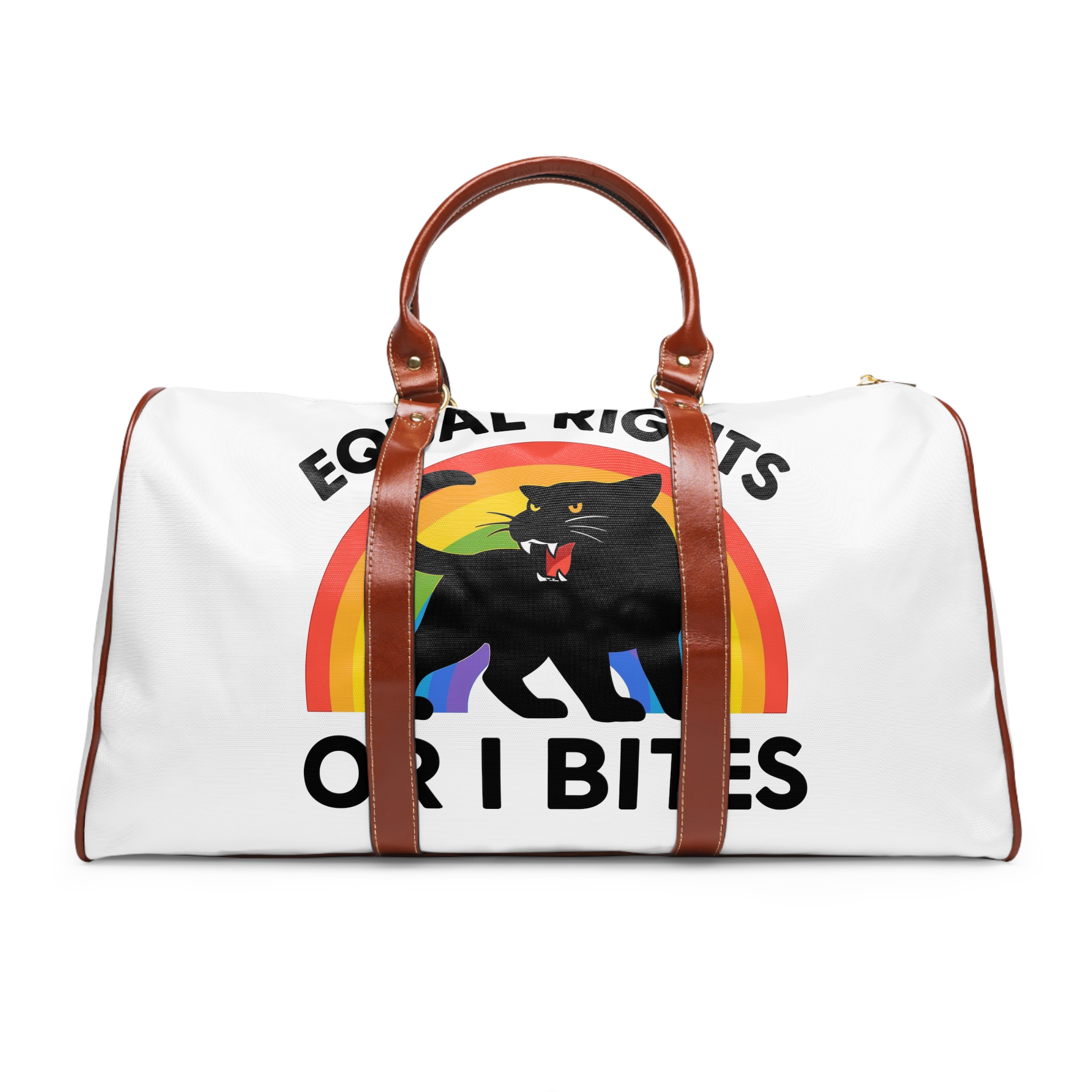 Comfort Colors Equal Rights I Bites Rainbow Cat Waterproof Travel Bag