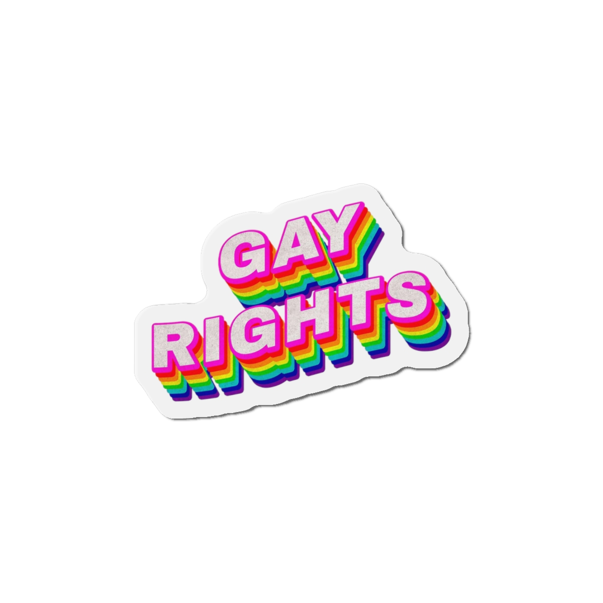 Rainbow Word Gay Rights Typography Design Element Die Cut Magnets - Image 10