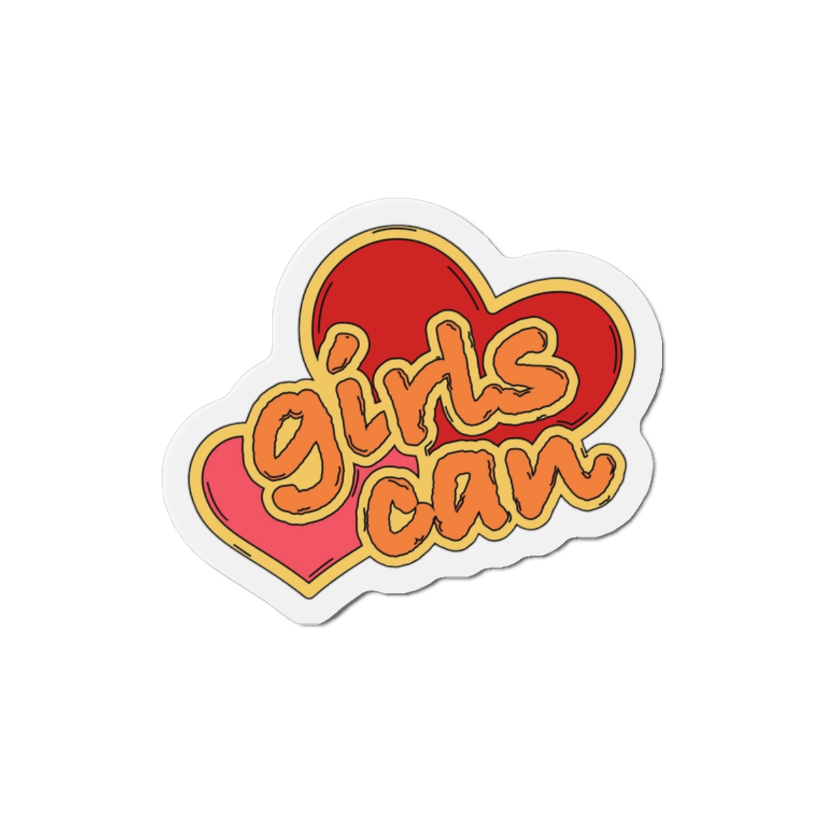 Girls Can Heart Sticker Vector Die Cut Magnets