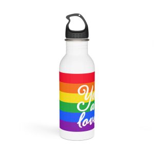 You Are Loved Words Lgbt Pride Flag Background Stainless Steel Water Bottle