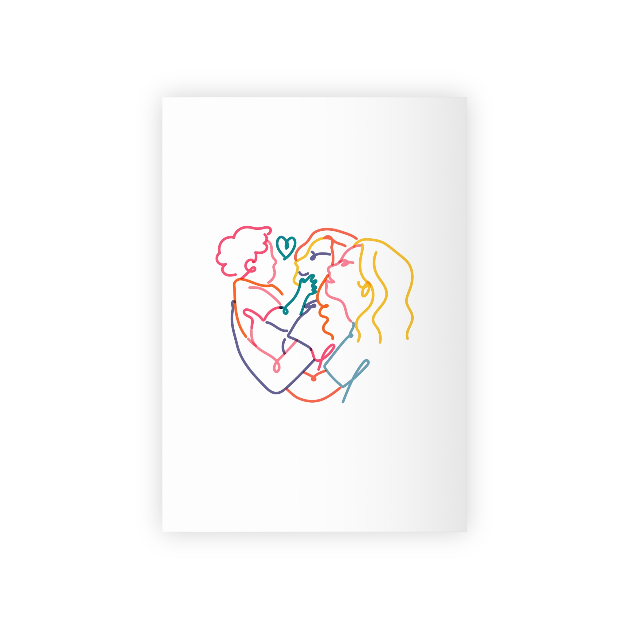 Lesbian Family Clipart Lgbtq Line Portrait Illustration Vector Gift Wrapping Paper Rolls 1pc