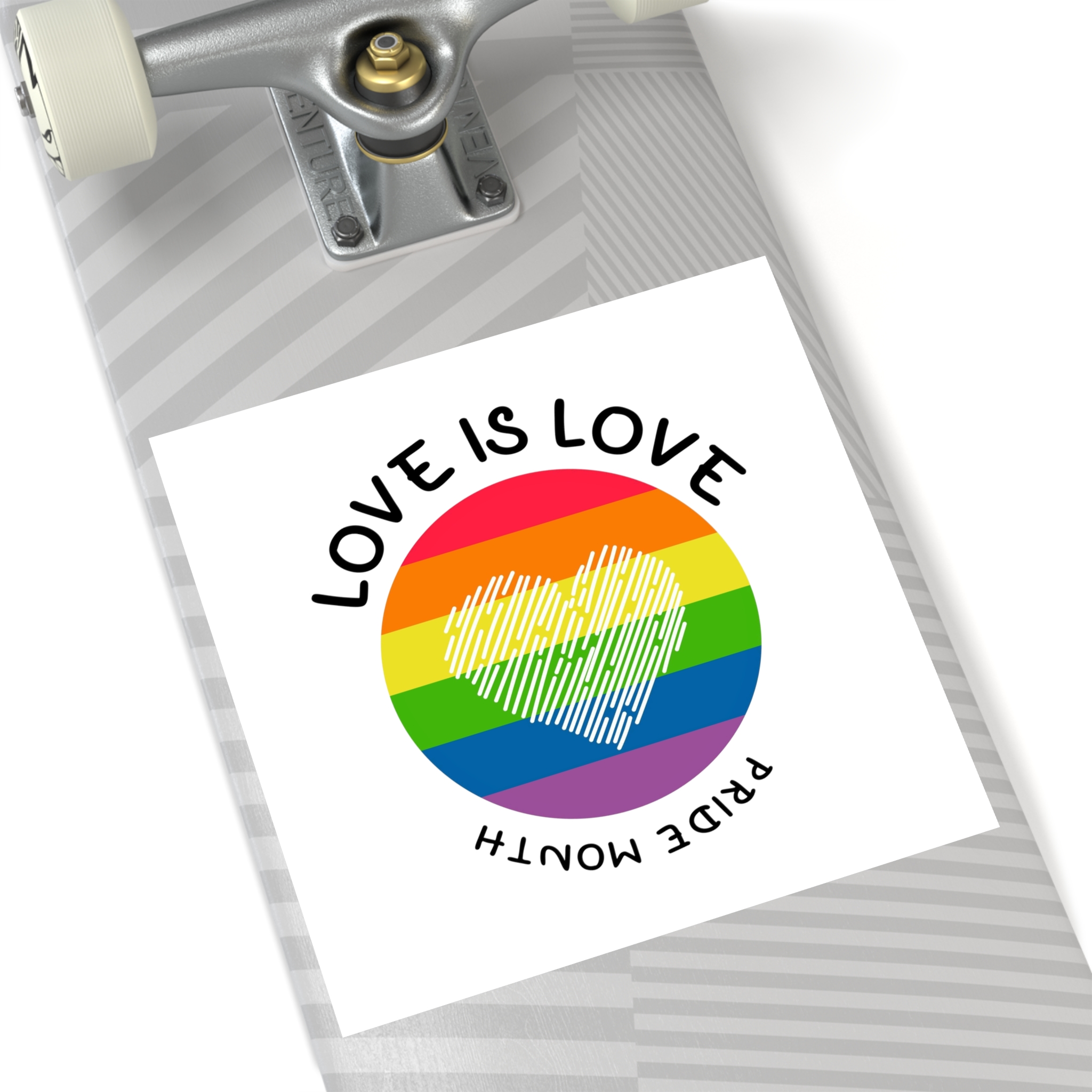 Lgbt Pride Month Love Is Love Lgbtq Symbol With Lgbt Pride Round Rainbow Flag With Heart Gay Pride Laminate Stickers Square - Image 60