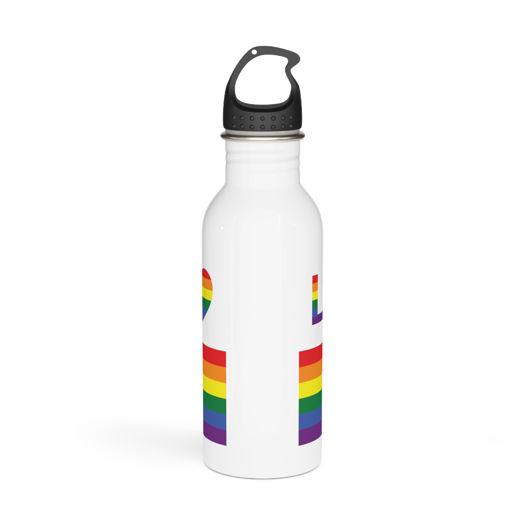 Lgbt Word Text Letter With Heart Rainbow Color Flag Isolated White Background Vector Illustration Stainless Steel Water Bottle - Image 3