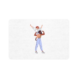 Happy Feminists Celebrate Success Winning Diverse Women Cheer Hands Up Support Feminism Strong Girl Holds Her Friend Shoulder Flat Isolated Vector Illustration White Background Pet Food Mat 12x18