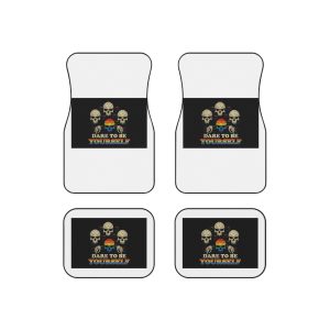 Skull Pride Rainbow Vintage Vector Premium T Shirt Car Mats Set Of 4