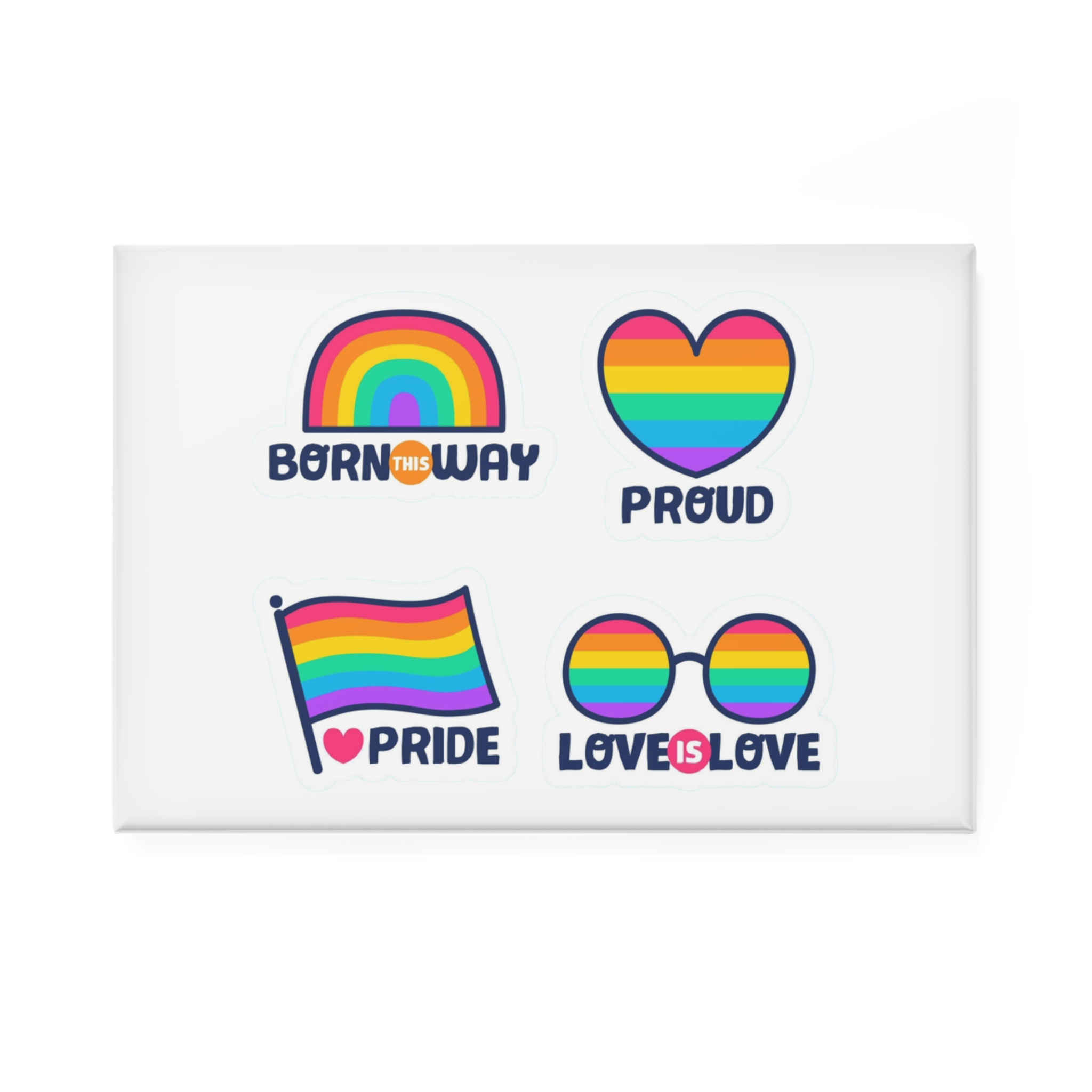 Pride Day Lables Collection Button Magnet Rectangle 1 And 10 Pcs