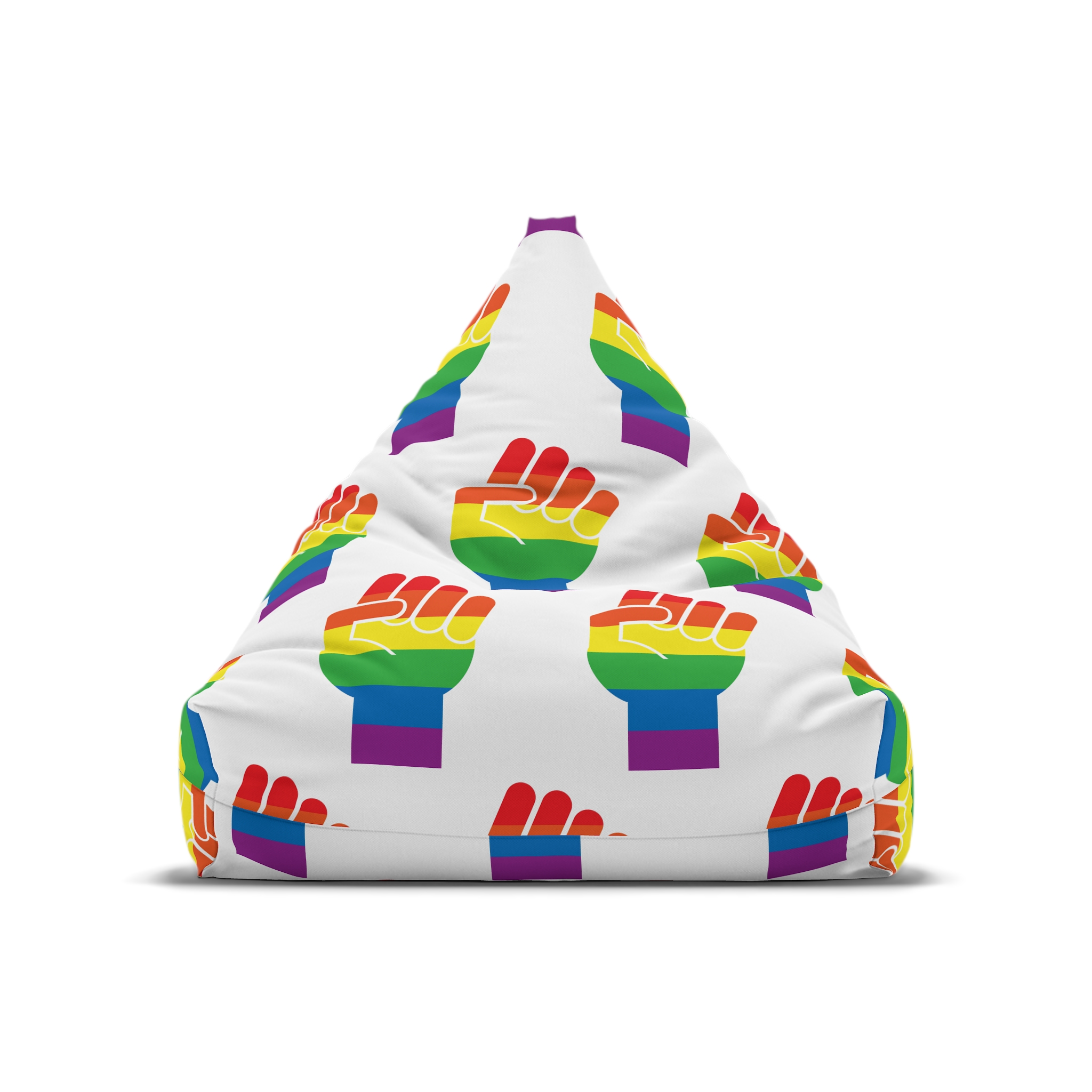Vector Lgbt Rainbow Flag Fist Isolated White Background Bean Bag Chair Cover - Image 5