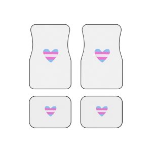 Transgender Pride Flag Heart Shape Lgbt Love Symbol Lgbtq Rainbow Sticker With Blue Pink White Stripes Sexual Orientation Self Determination Flat Hand Drawn Isolated Vector Illustration Car Mats Set...