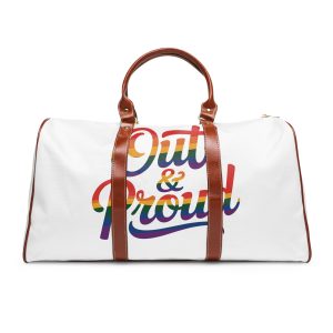 Out Proud T Shirt Design Isolated White Background Waterproof Travel Bag