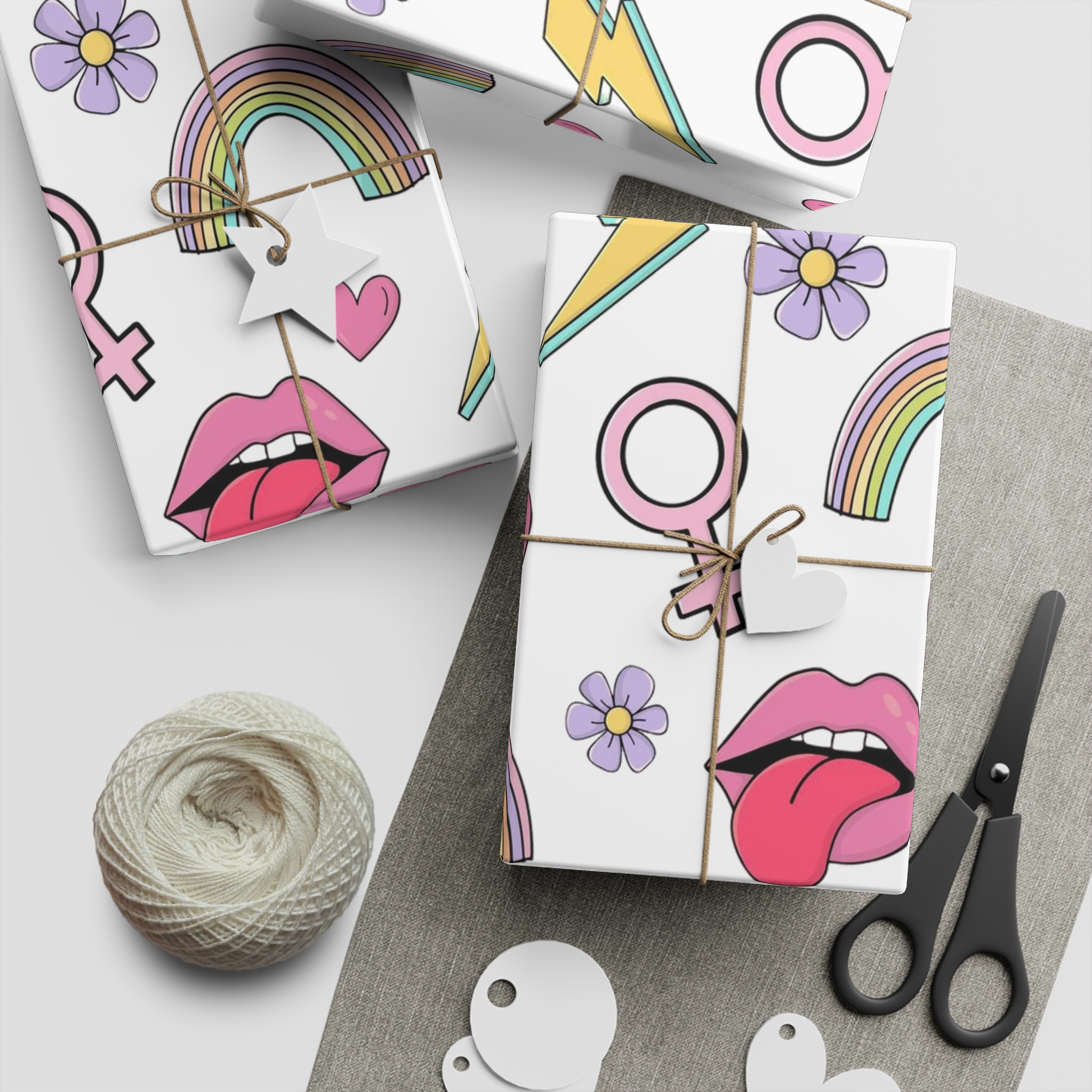 Colorful Seamless Pattern With Feminist Pride Symbols Gift Wrapping Paper Sheets 1pc - Image 5
