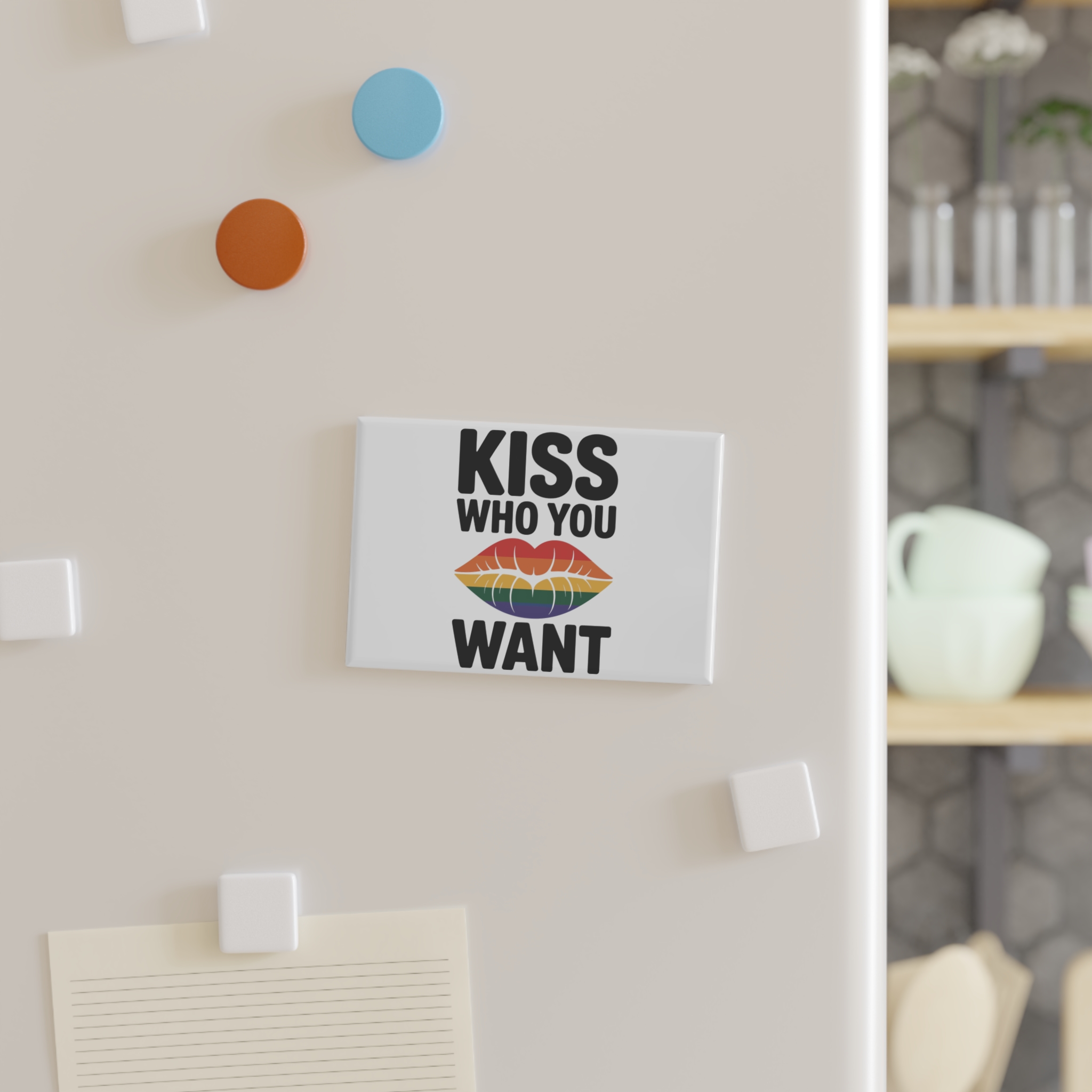 Kiss Who You Want T Shirt Design Isolated White Background 3 Button Magnet Rectangle 1 And 10 Pcs - Image 7