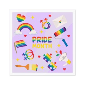 Pride Month Lgbtq Symbol Rainbow Colors Cute Elements Set Laminate Stickers Square