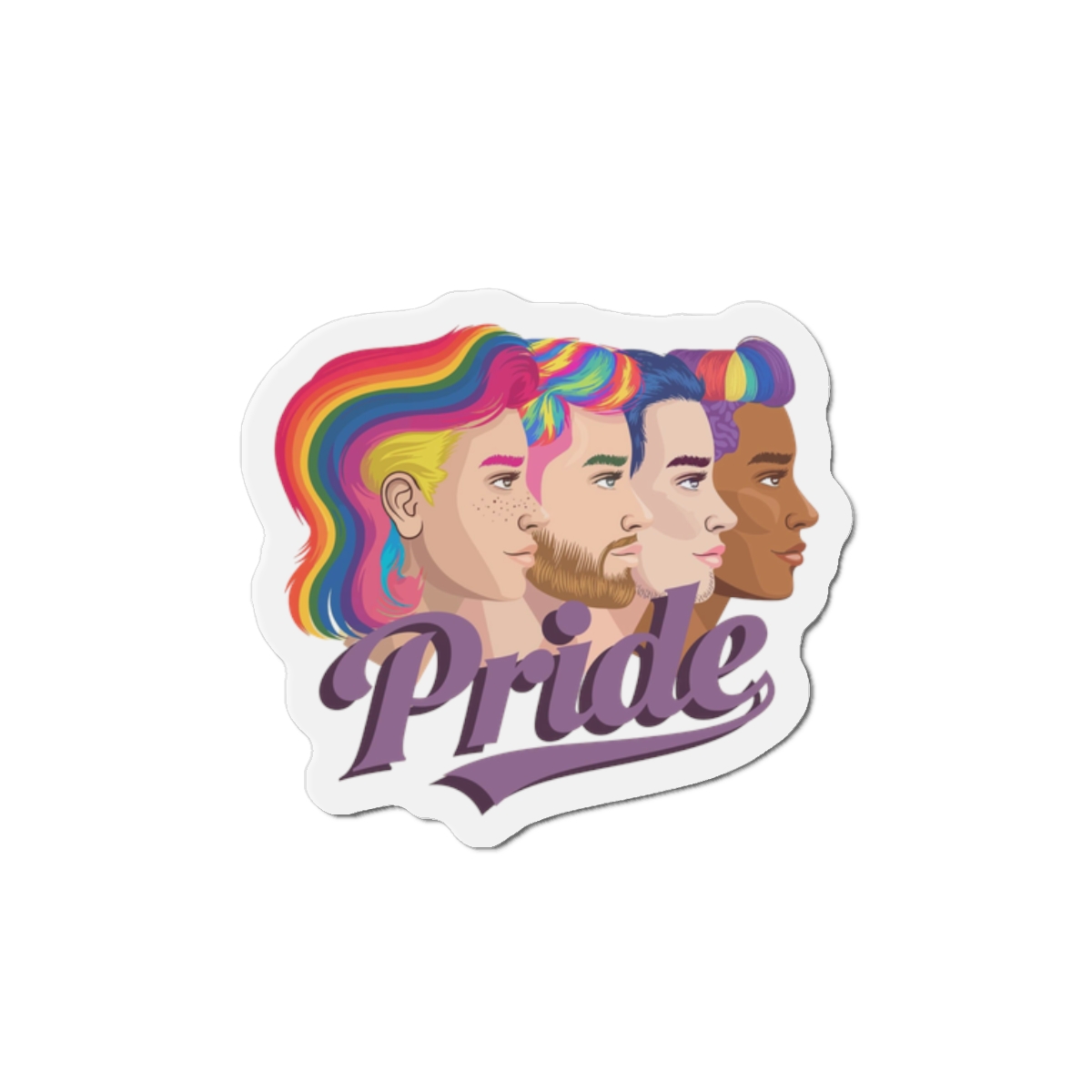 Vector Illustration Four Side Profiles Lgbtq Individuals With Vibrant Hair Colors Die Cut Magnets