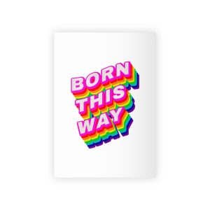 Rainbow Word Born This Way Typography Design Element Gift Wrapping Paper Rolls 1pc