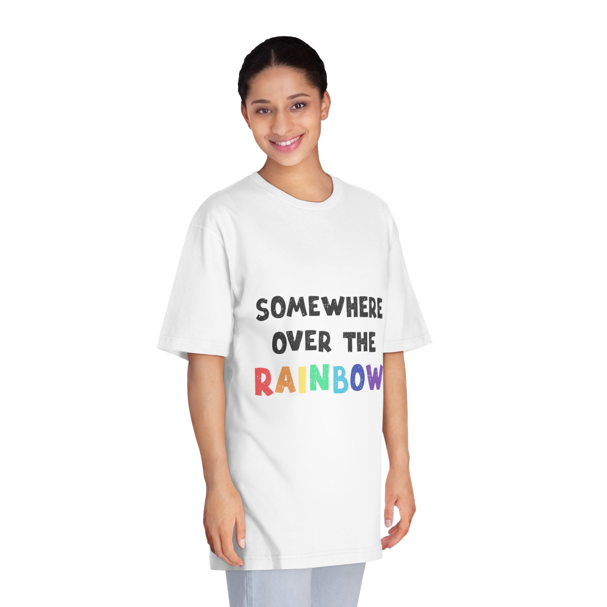 Vector Illustration With Hand Drawn Lettering Rainbow - Unisex Classic Crewneck T Shirt - Image 3