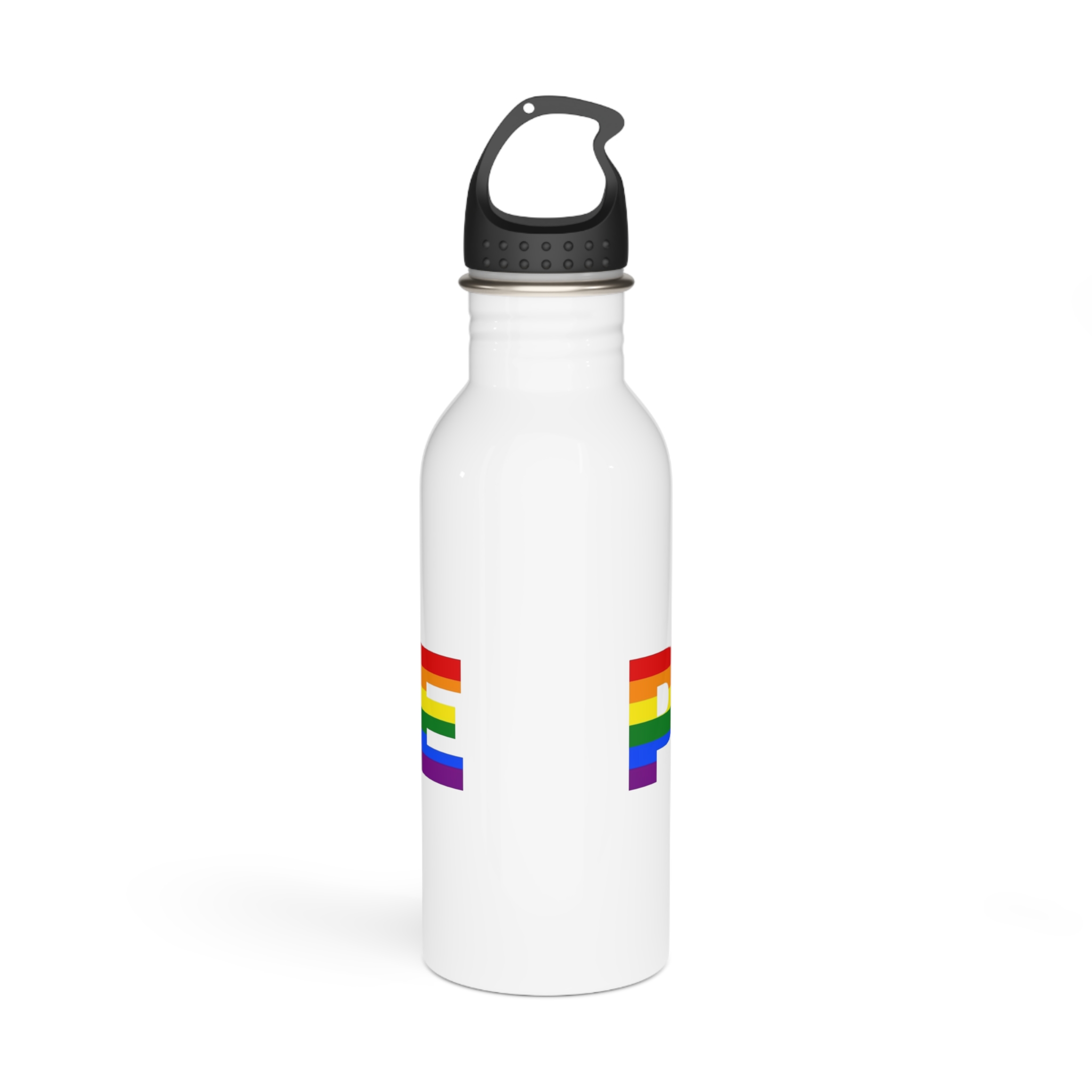 Text Pride Rainbow Colors Isolated White Background Banner Pride Month Vector Stainless Steel Water Bottle - Image 3