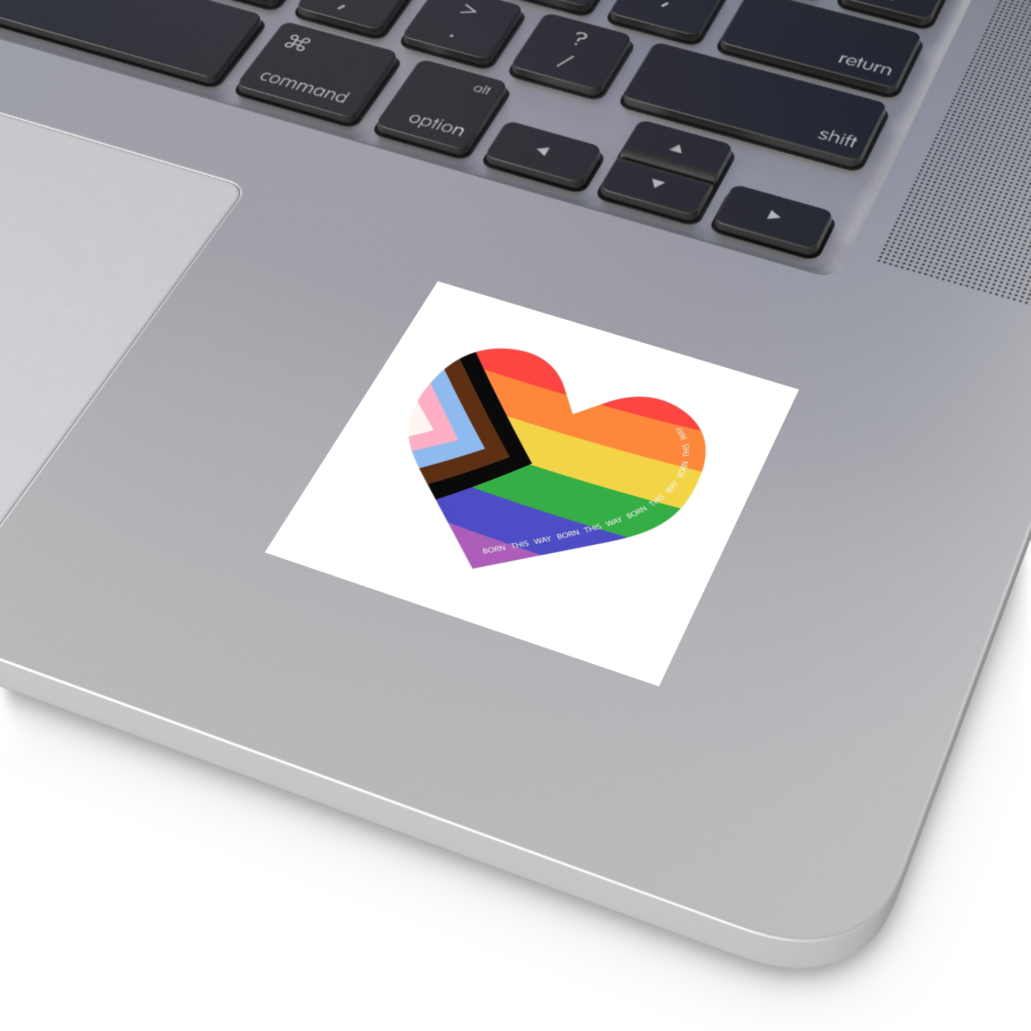 Heart Shaped Lgbtq Flag Flat Vector Illustration Laminate Stickers Square - Image 3