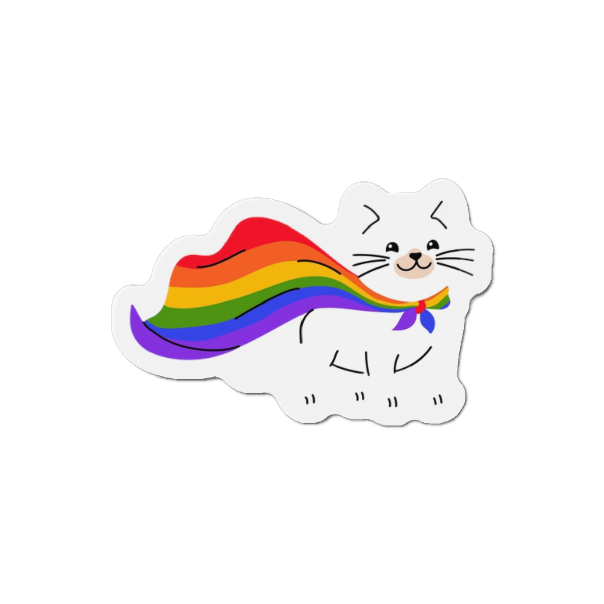 Kawaii Cat With Lgbtq Rainbow Flag Cartoon Die Cut Magnets