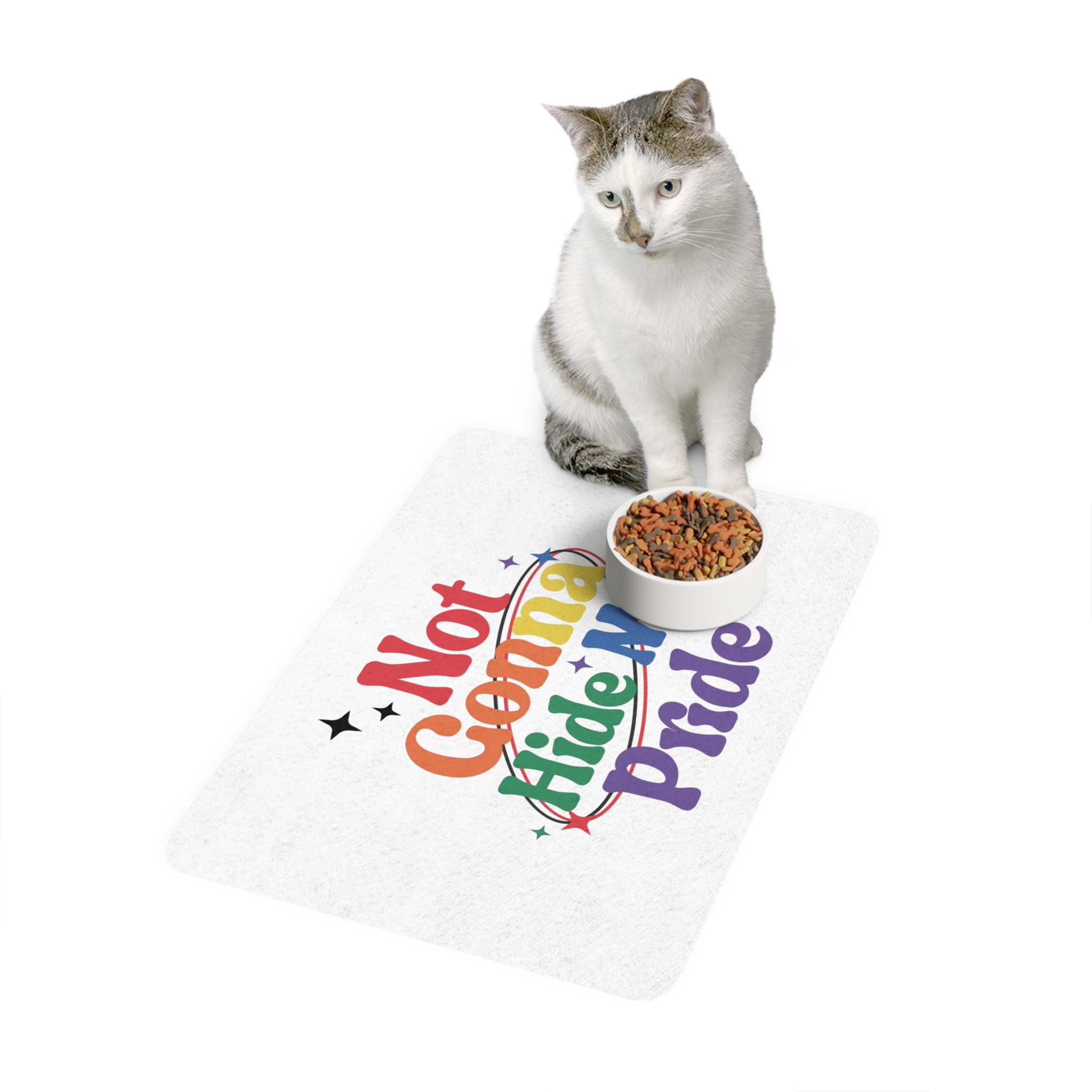 Poster That Says Gonna Hide My Pride Pet Food Mat 12x18 - Image 3