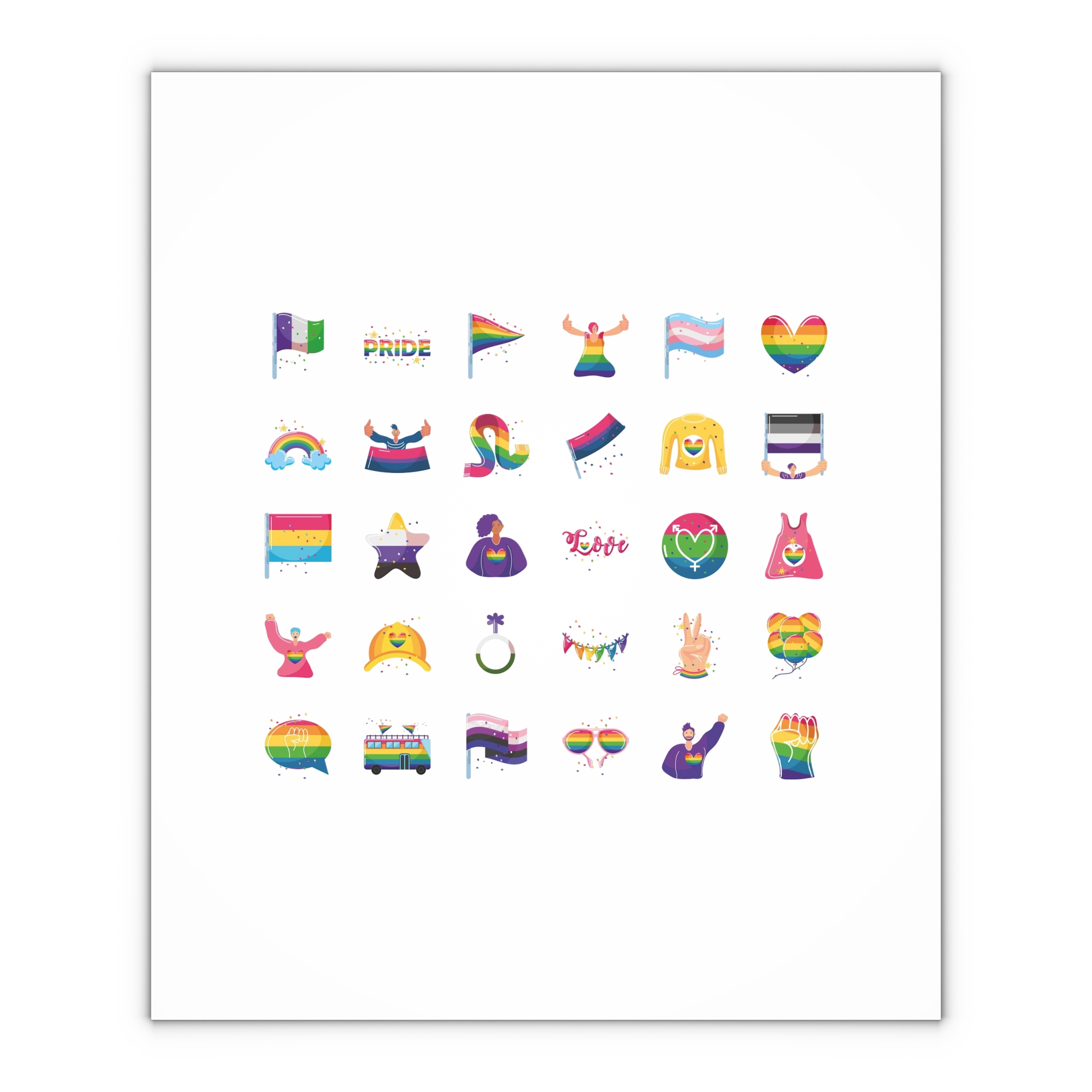 Set Icons With Lgbtq Community Symbols Gift Wrapping Paper Sheets 1pc - Image 4
