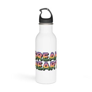 Green Heart Colorful Typography Stainless Steel Water Bottle
