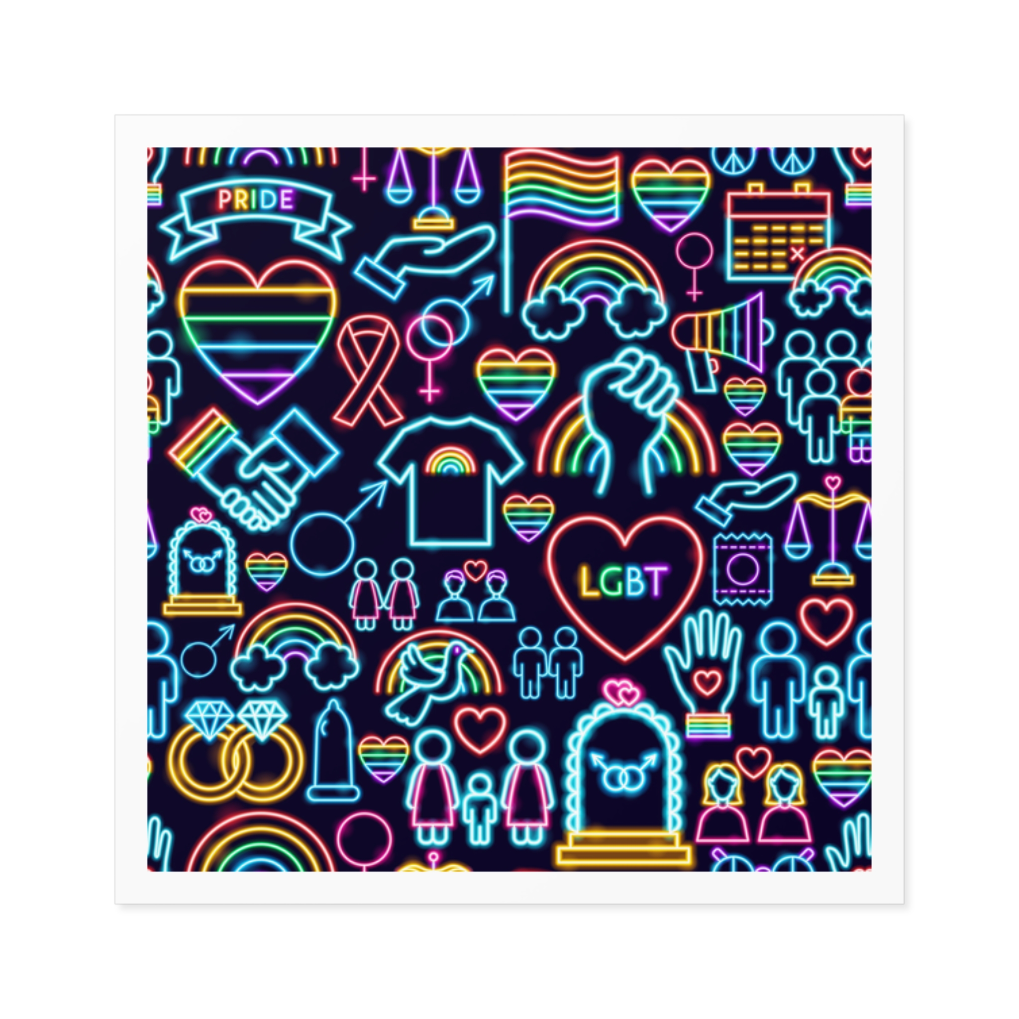 Lgbt Seamless Neon Pattern Laminate Stickers Square - Image 9