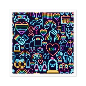 Lgbt Seamless Neon Pattern Laminate Stickers Square