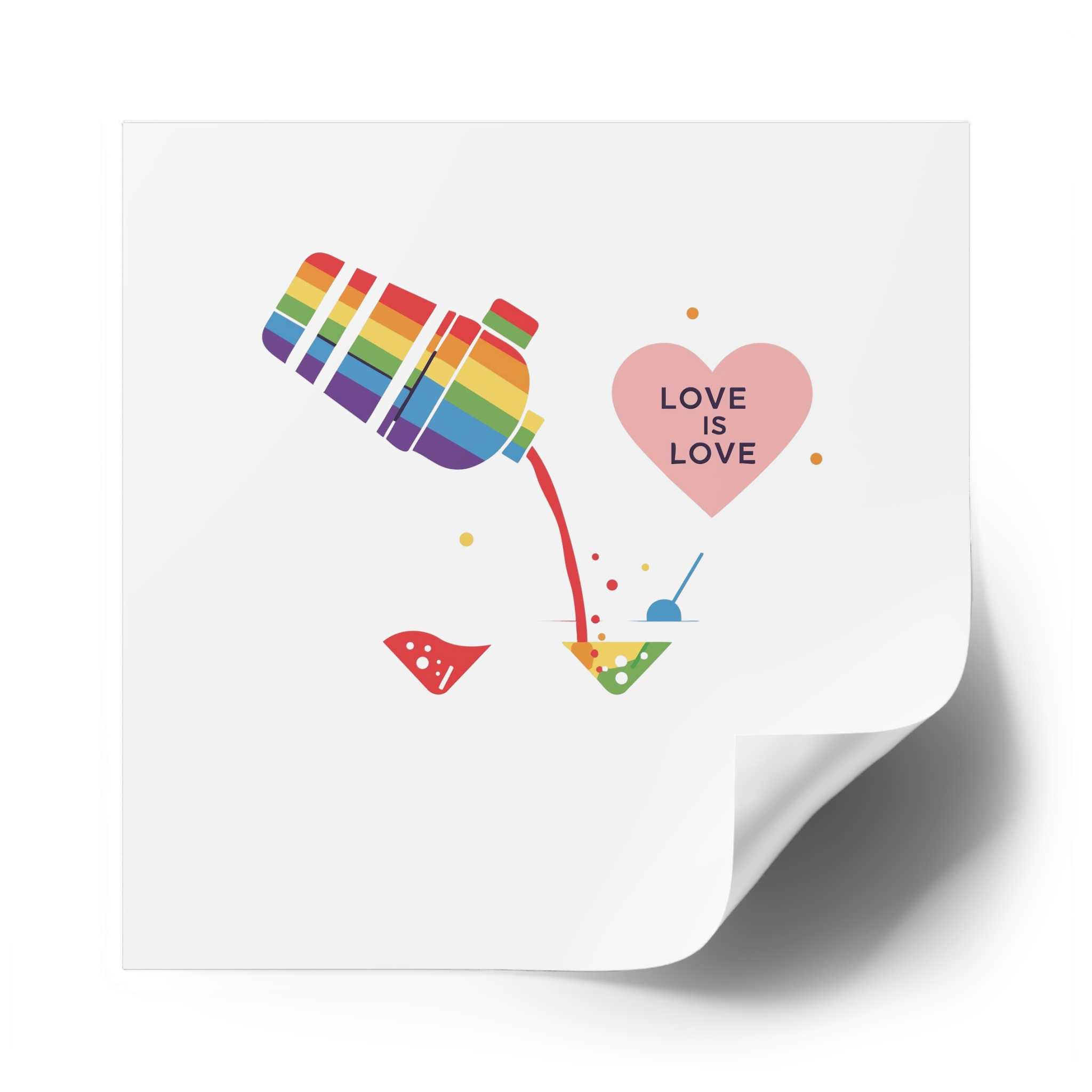 Rainbow Cocktail Shaker Pouring Drink With Heart Love Is Love Illustration Vector Laminate Stickers Square - Image 58