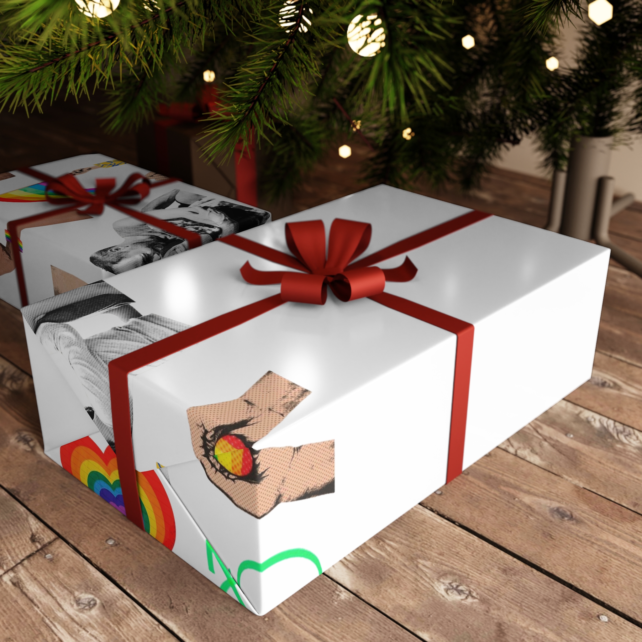 Gay Pride Sticker Rainbow Elements Set Vector Gift Wrapping Paper Sheets 1pc - Image 3
