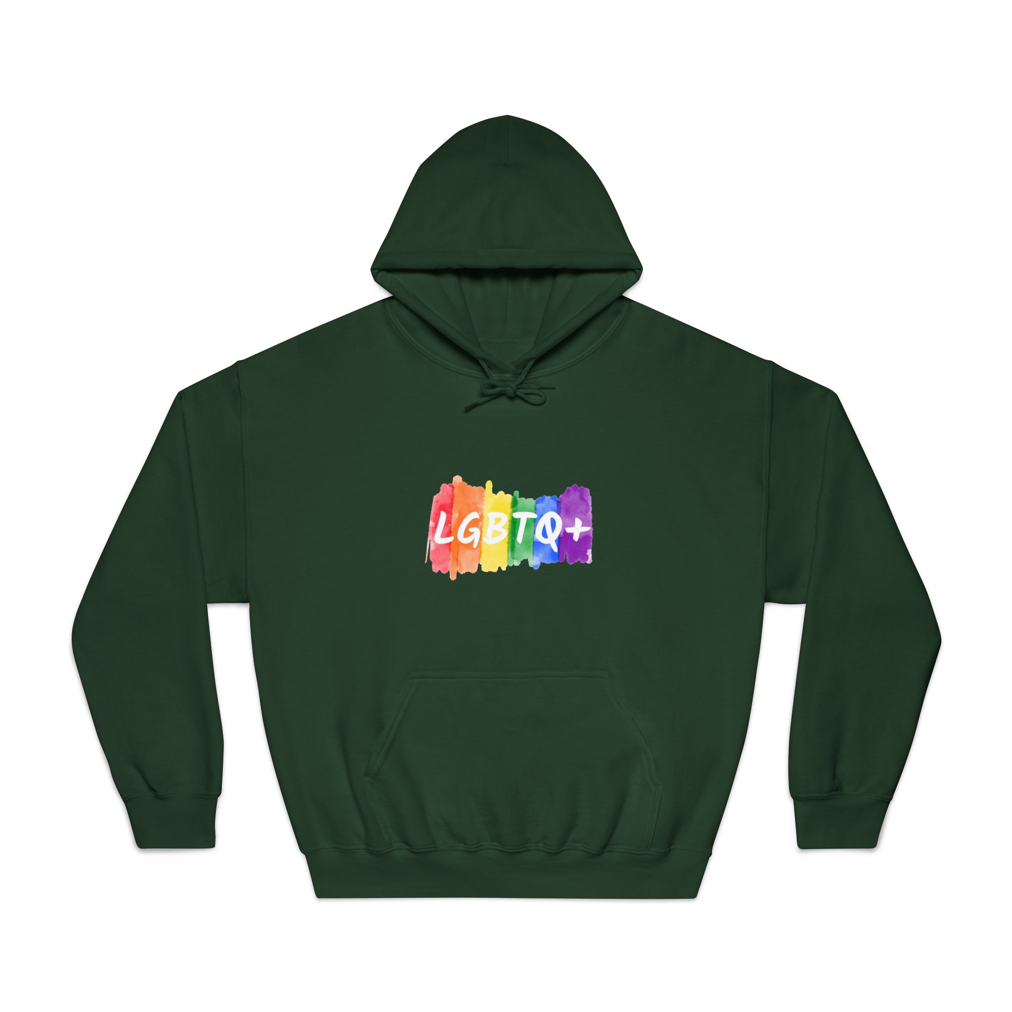 Lgbtq Logo Lettering Text Vector Rainbow Watercolor Paint Textured Colorful Stripes Unisex Dryblend Hooded Sweatshirt - Image 21