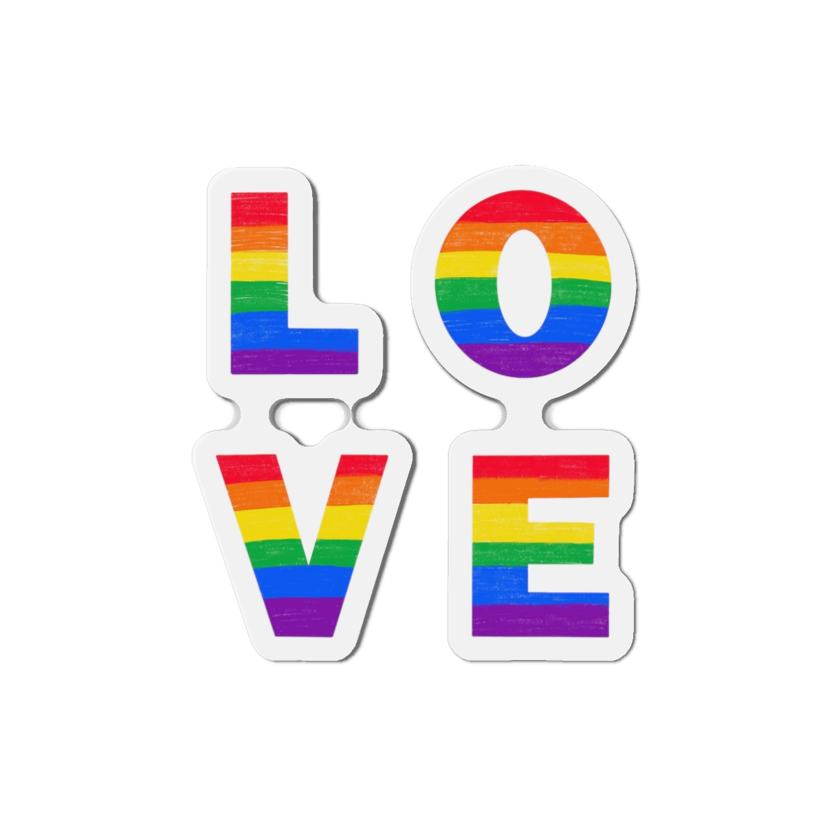 Letters Love Colored Rainbow Lgbtq Gay Pride Flag Colors Vector Lettering Lgbt History Month Pencil Crayon Textured Isolated Love Is Love Concept Die Cut Magnets - Image 4