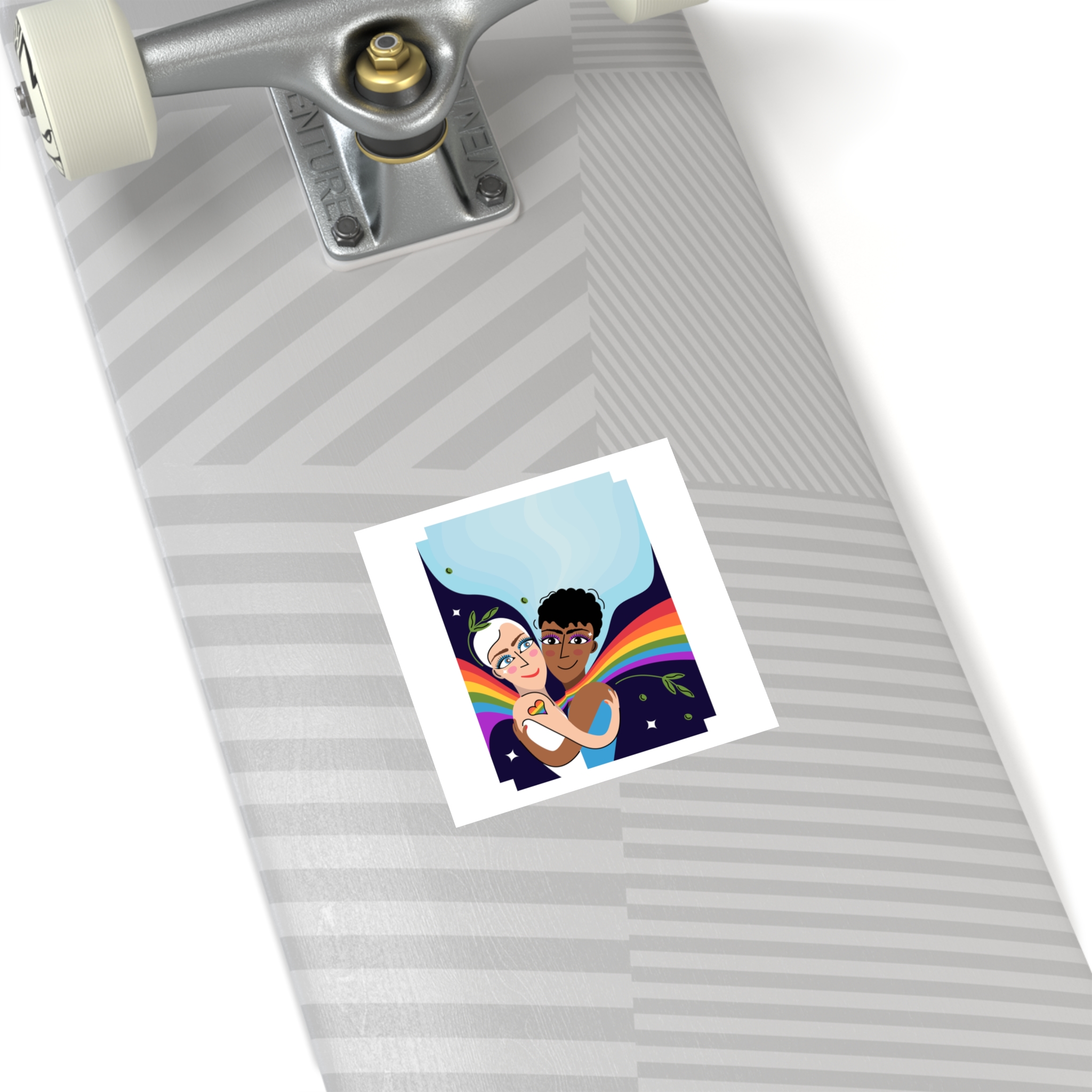Interracial Lgbtq Men Romantic Relationships Cartoon Style Vector Card Laminate Stickers Square - Image 72