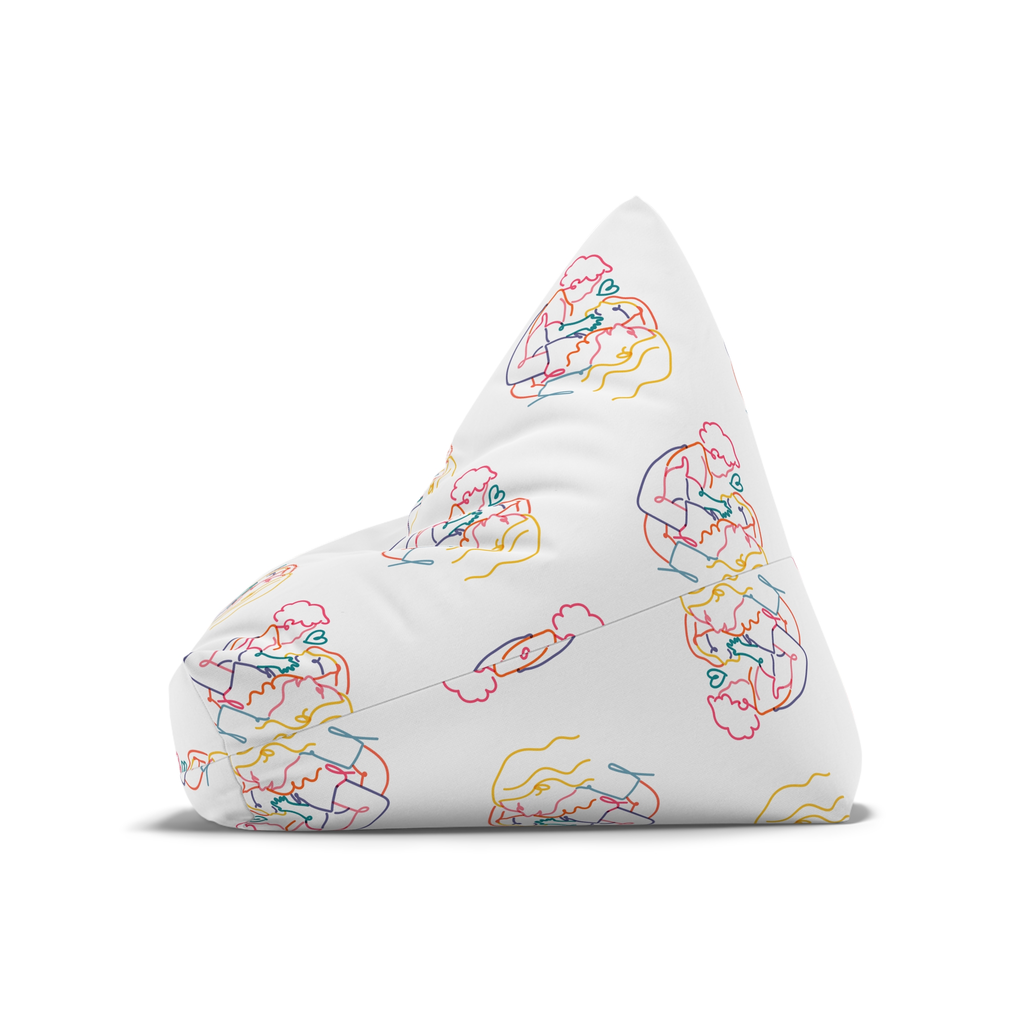 Lesbian Family Clipart Lgbtq Line Portrait Illustration Vector Bean Bag Chair Cover - Image 8