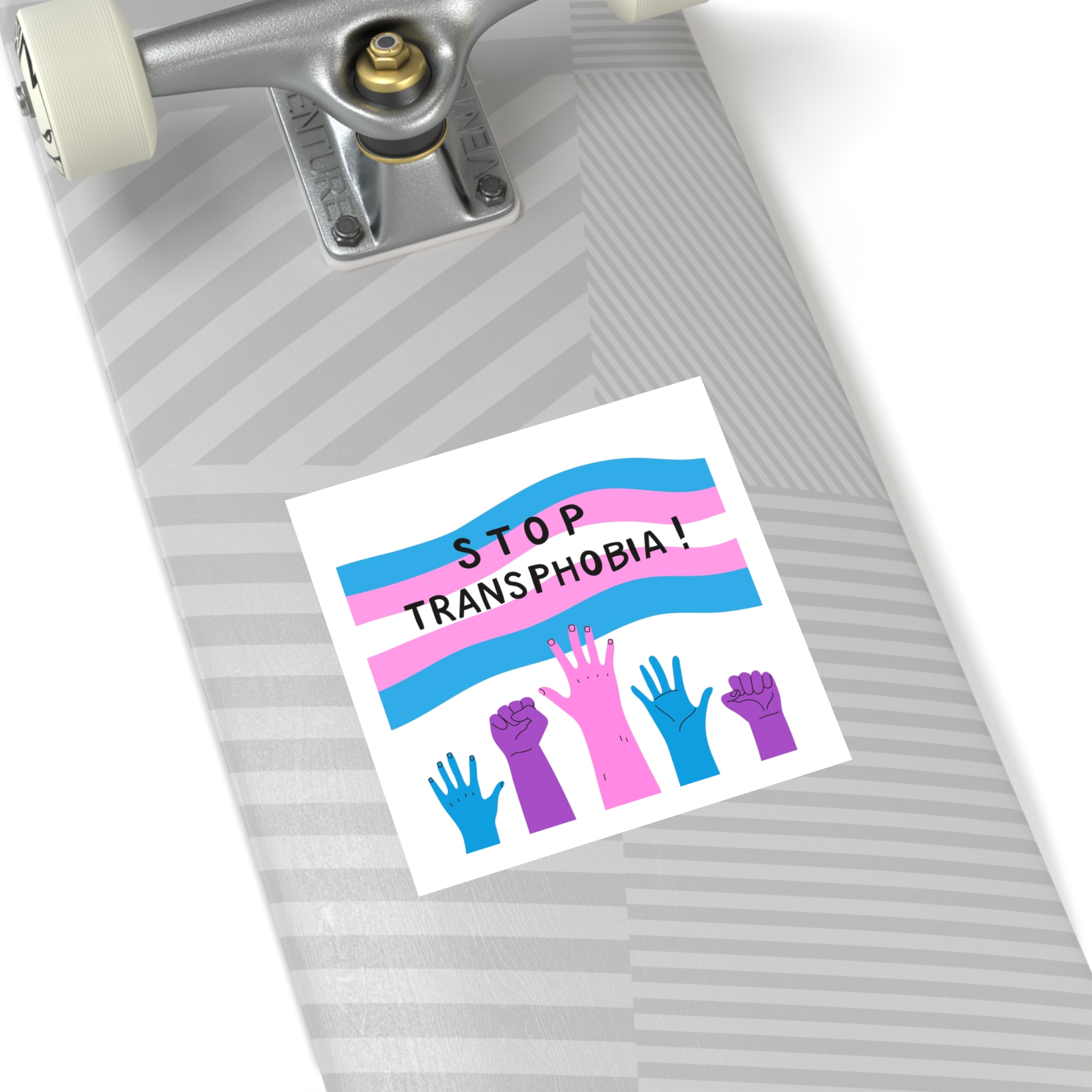 Hand Drawn Stop Transphobia Concept Illustration Laminate Stickers Square - Image 48