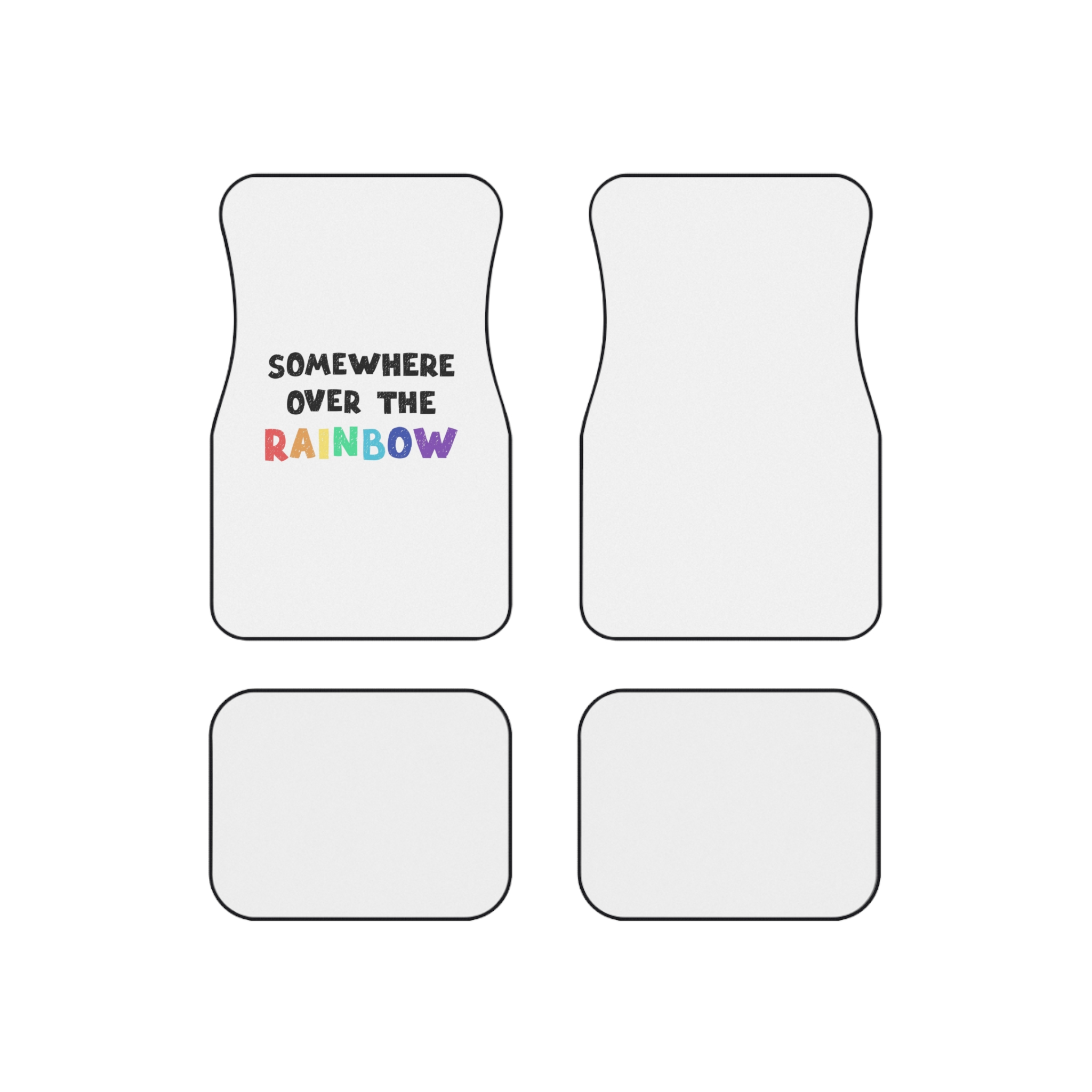 Vector Illustration With Hand Drawn Lettering Rainbow Car Mats Set Of 4