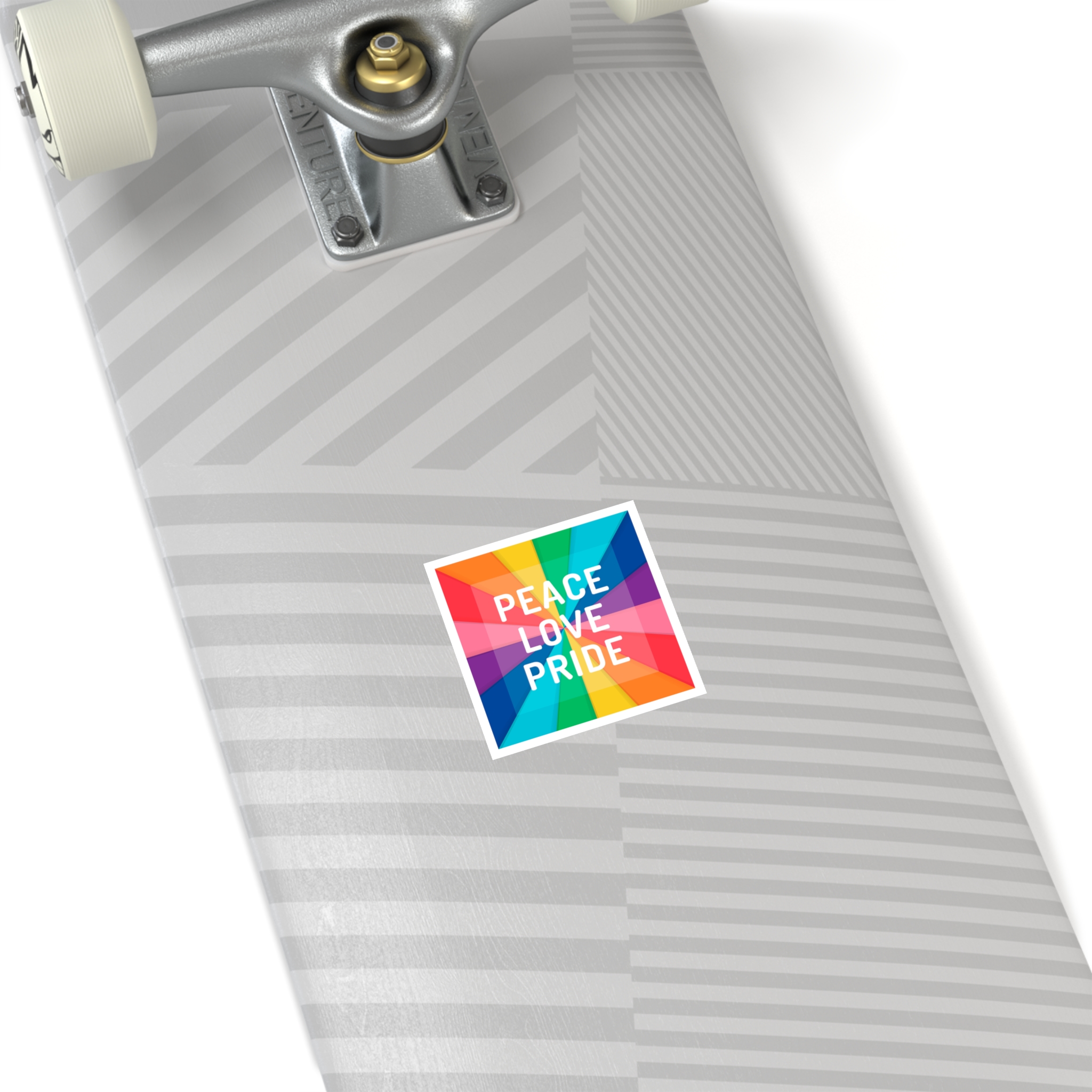 Rainbow Colored Background With Peace Love Pride Concept Pride Month Laminate Stickers Square - Image 12