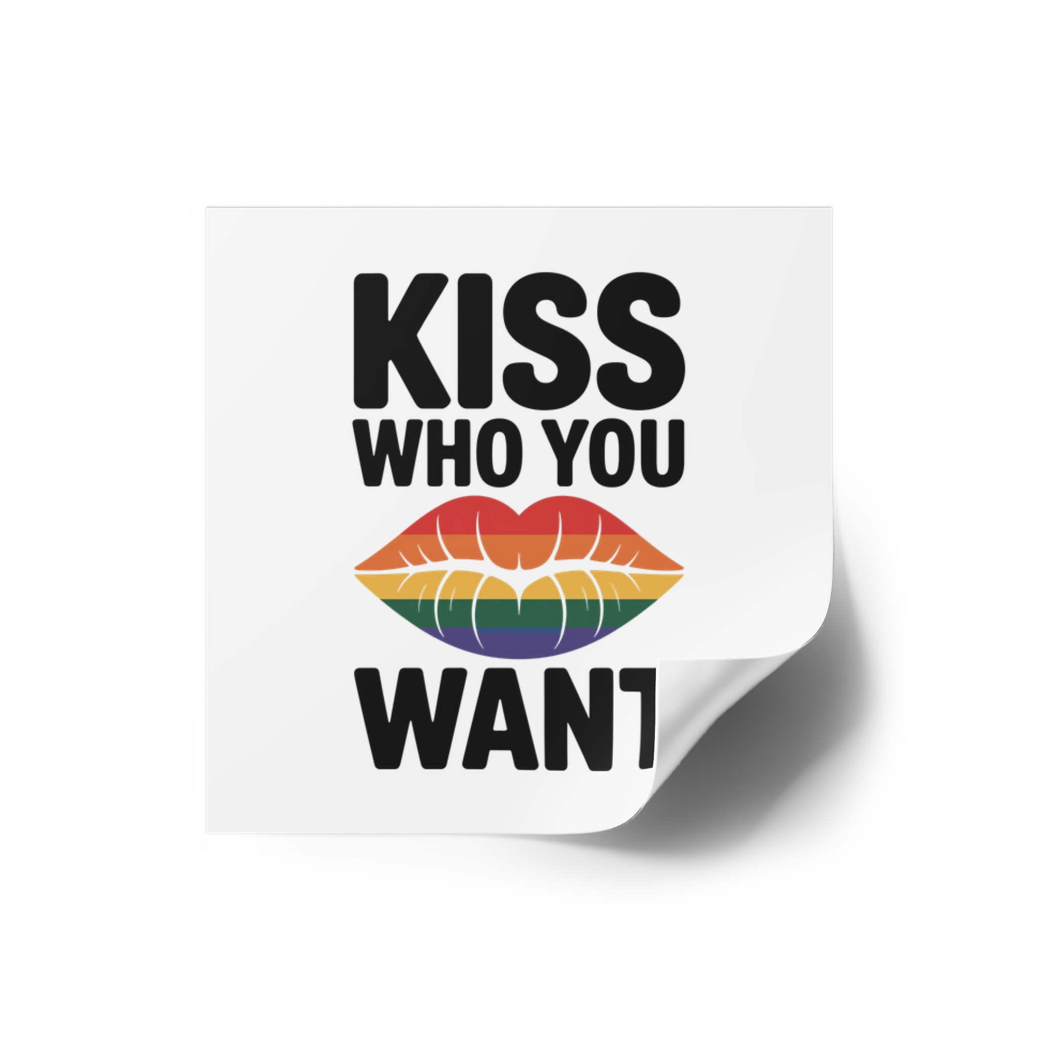 Kiss Who You Want T Shirt Design Isolated White Background 2 Laminate Stickers Square - Image 66