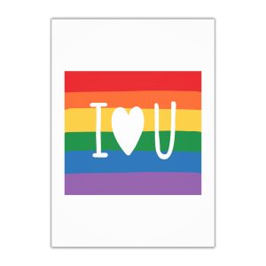 Vibrant Rainbow Flag With I Love You Heart Message Gift Wrapping Paper Sheets 1pc